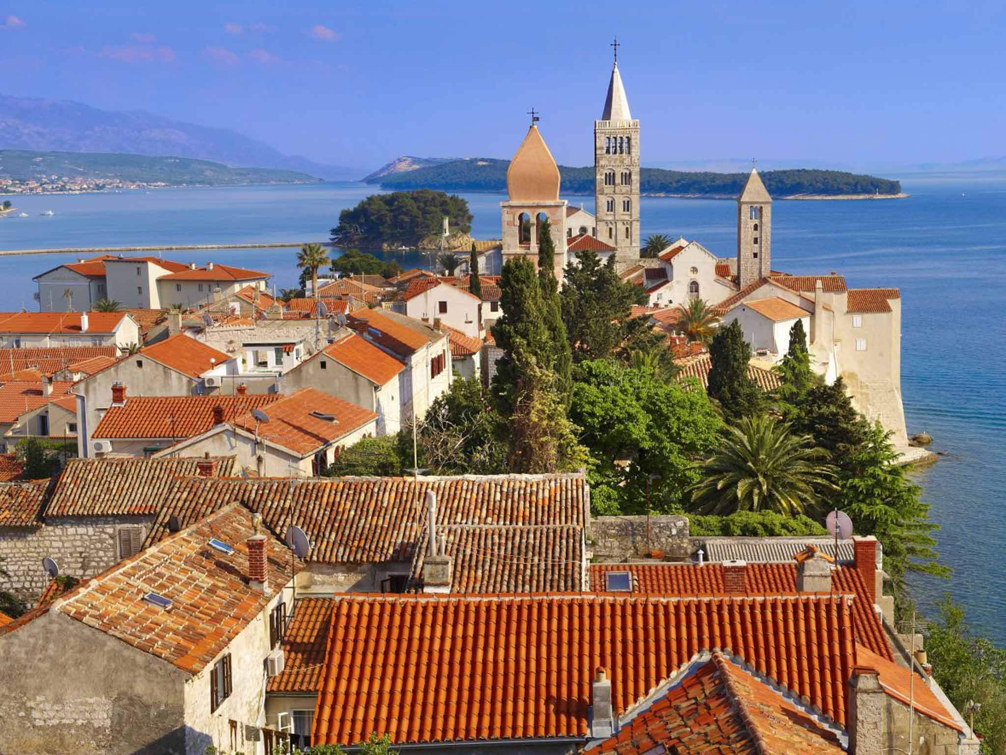 Island in the sun: The medieval rooftops and spires of Rab town