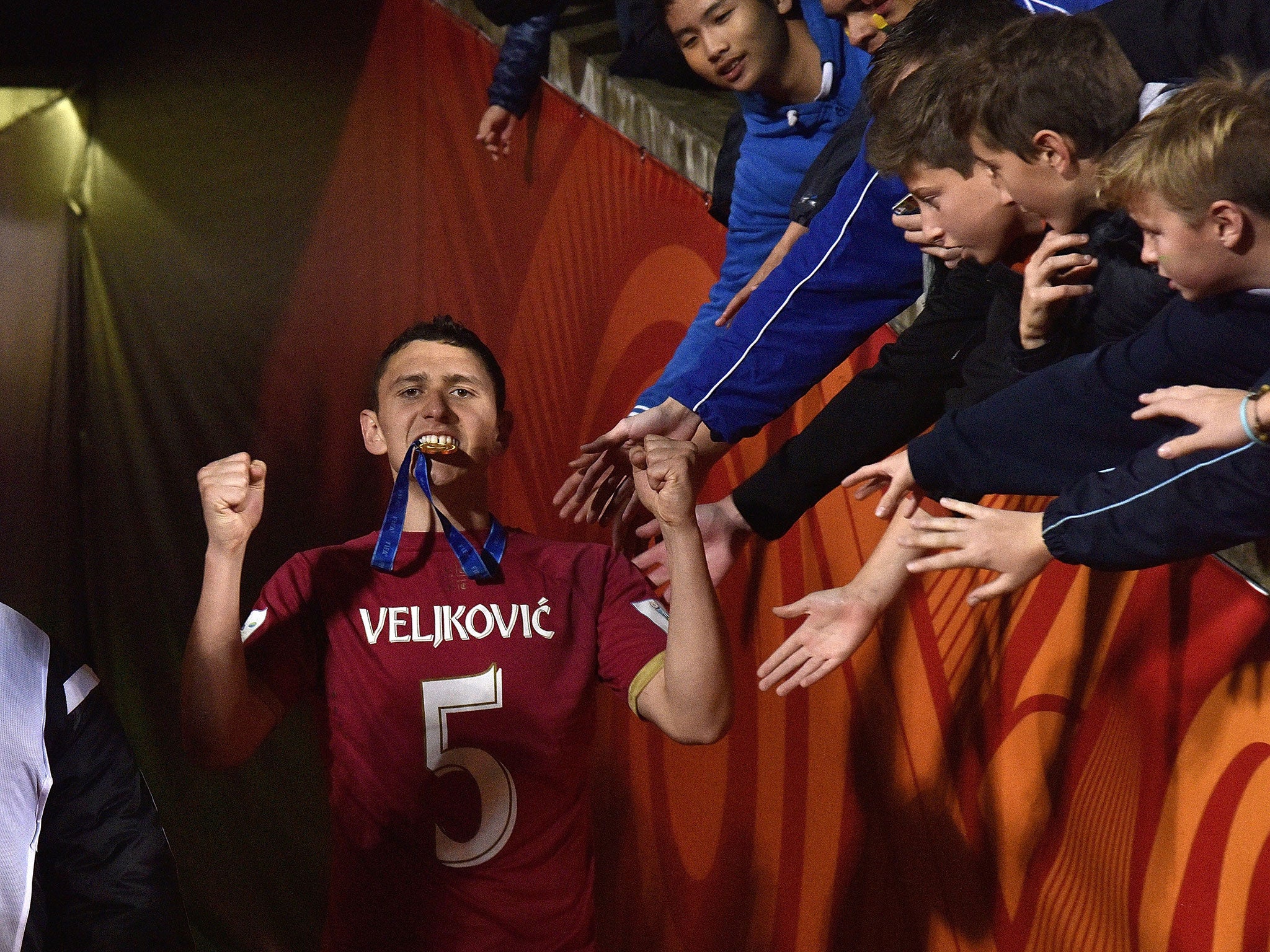 Milos Veljkovic celebrates winning the Under-20 World Cup