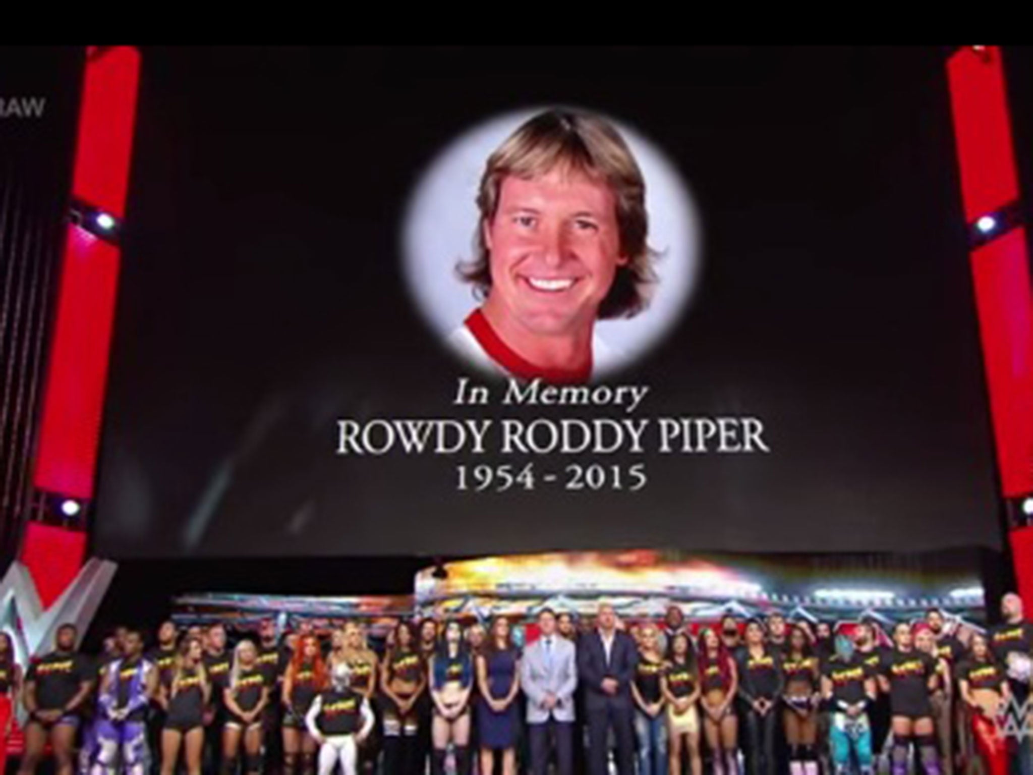 The WWE roster honours Rowdy Roddy Piper