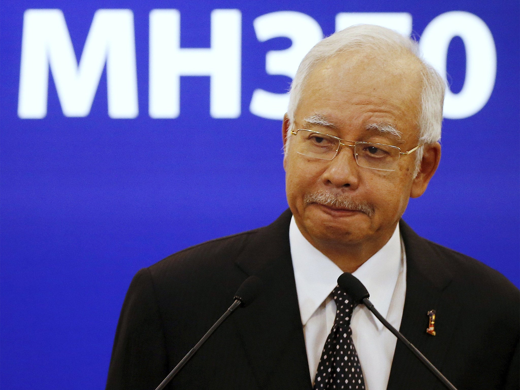 Malaysian Prime Minister Najib Razak addresses the media in Kuala Lumpur