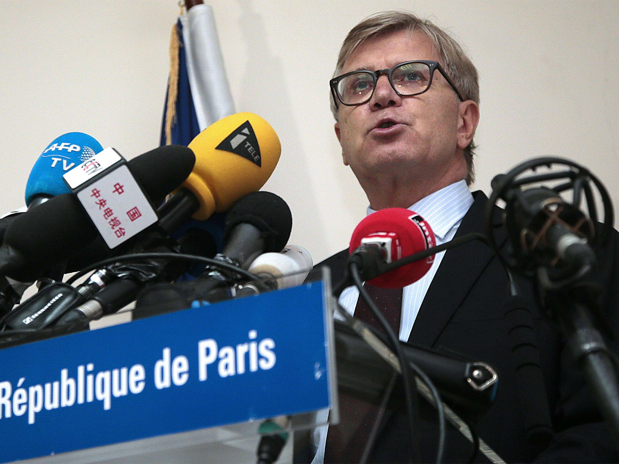 Deputy prosecutor Serge Mackowiak speaks at a press conference in Paris (Getty)