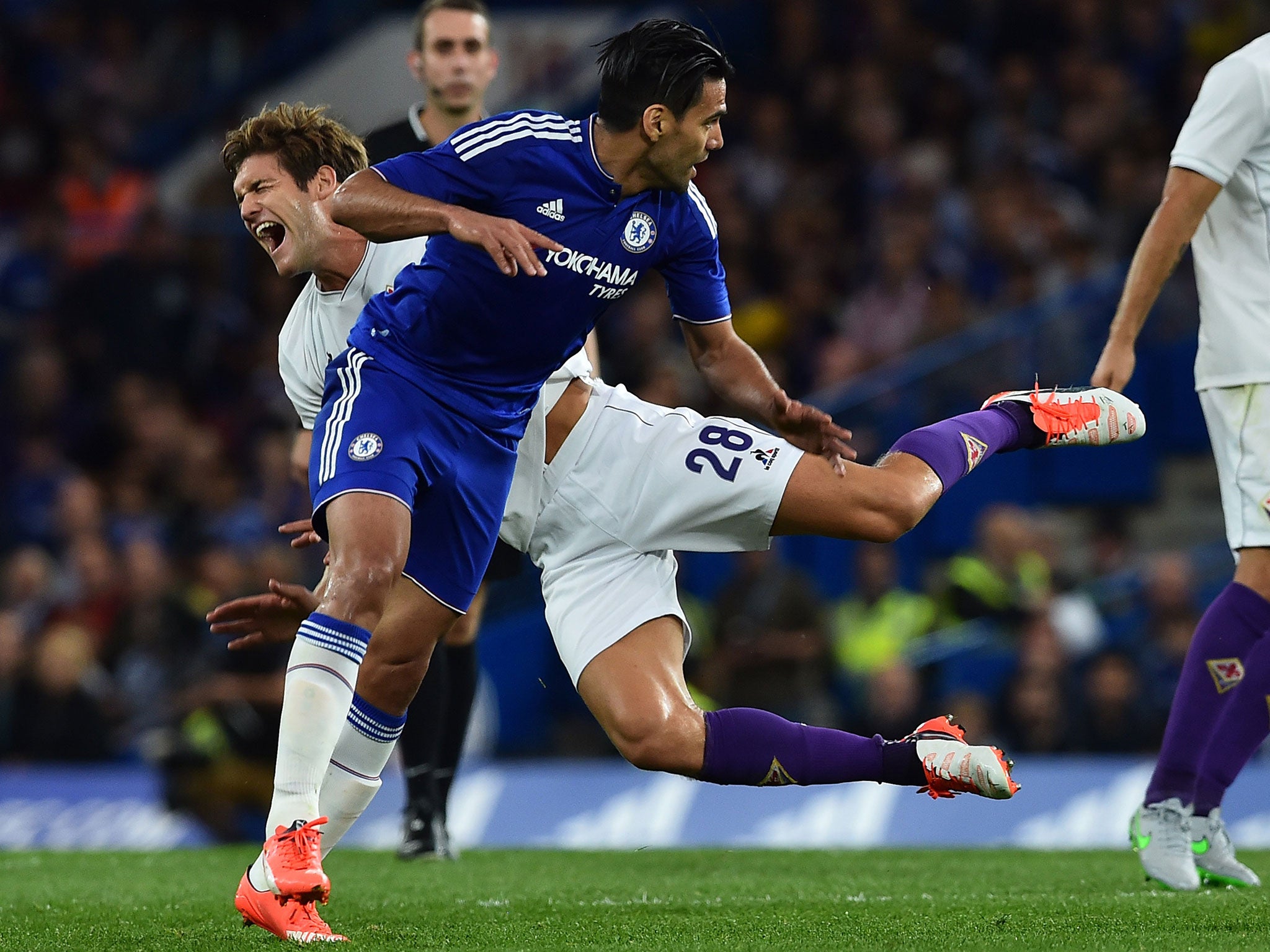 Radamel Falcao in pre-season action against Fiorentina