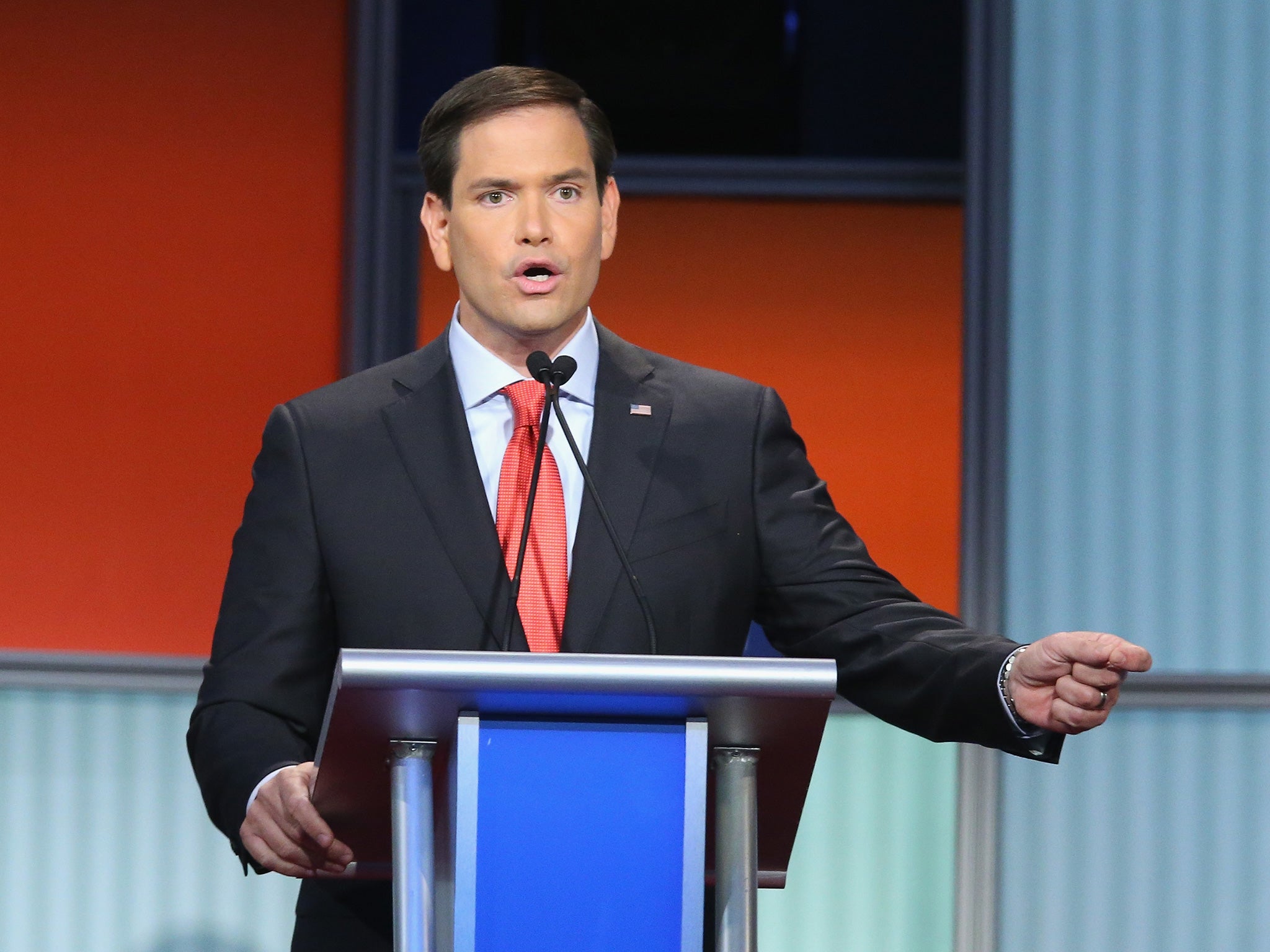 Rubio on the offensive during the debate (Getty)