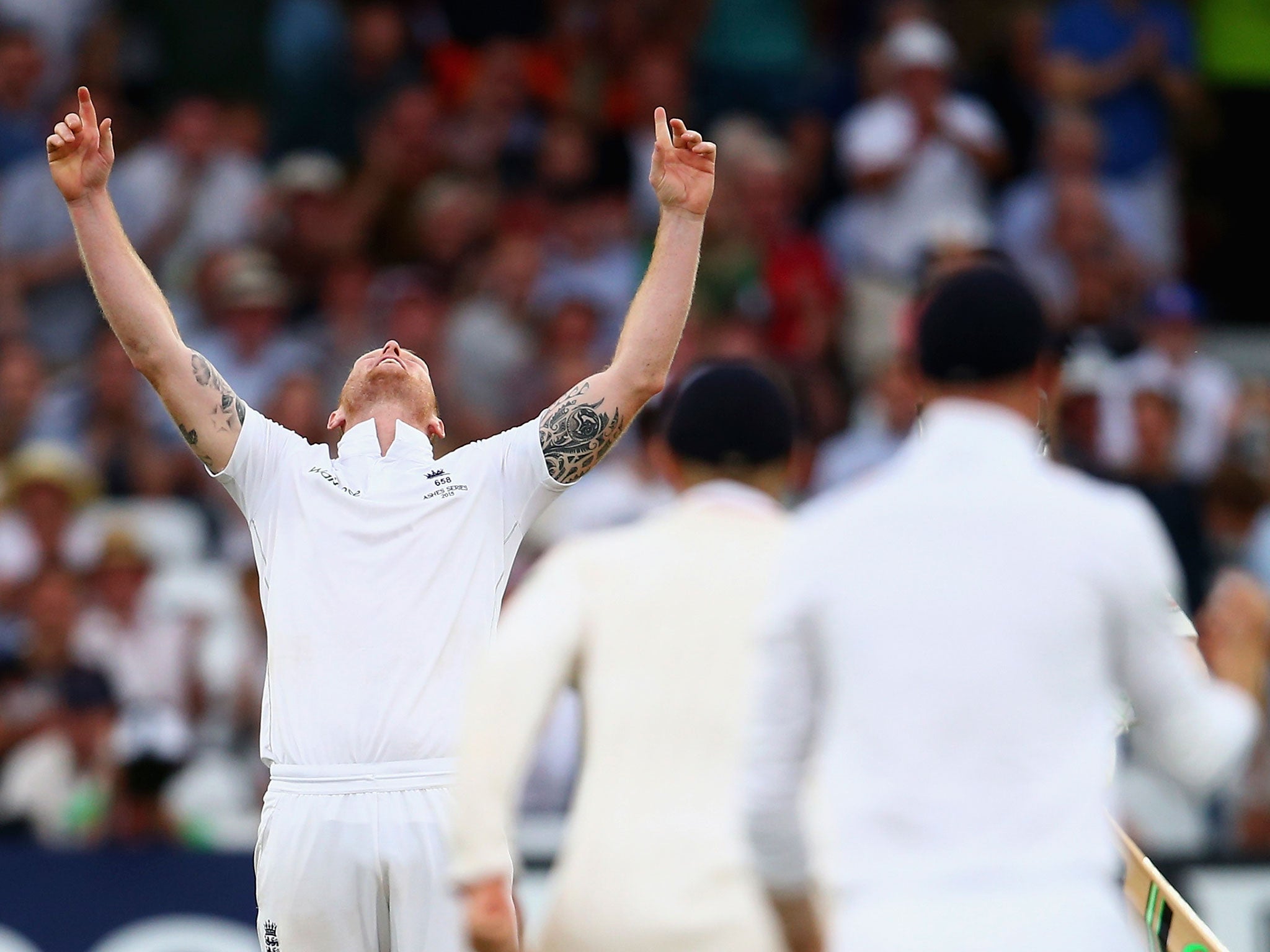 Stokes celebrates after taking the wicket of Mitchell Johnson, his fifth wicket of the day