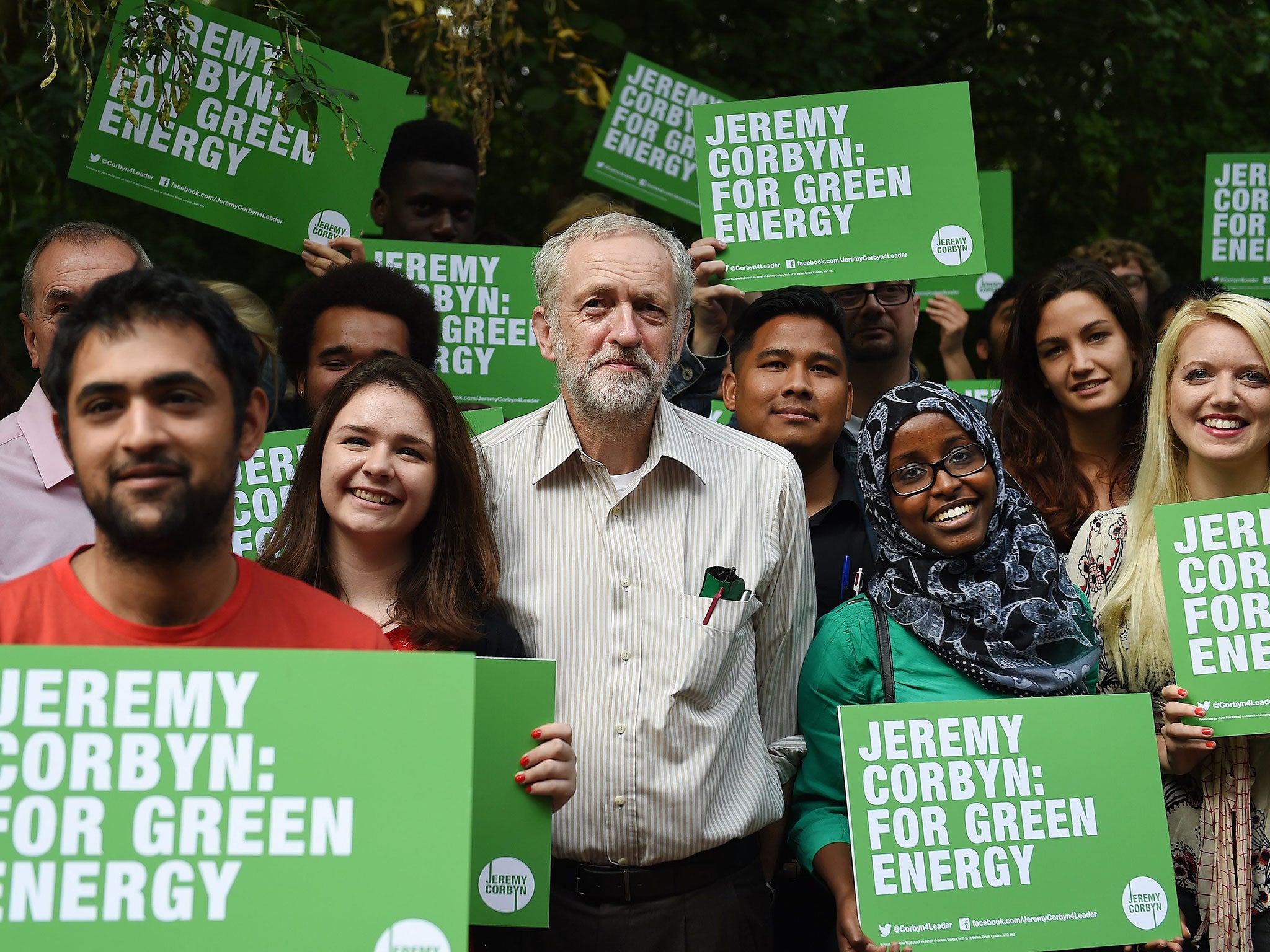 Corbyn at the launch of his green policies in London yesterday