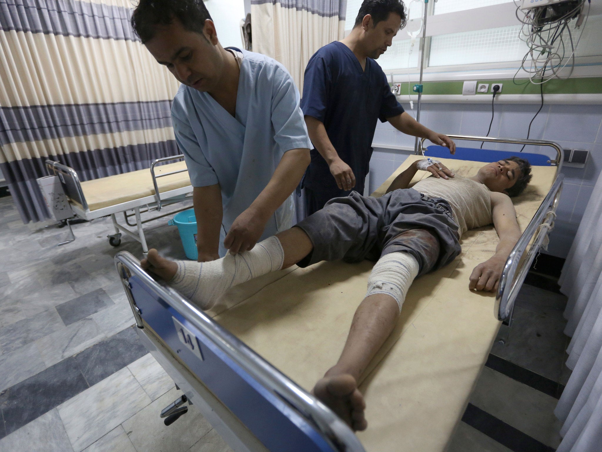 An injured victim of the truck bomb attack