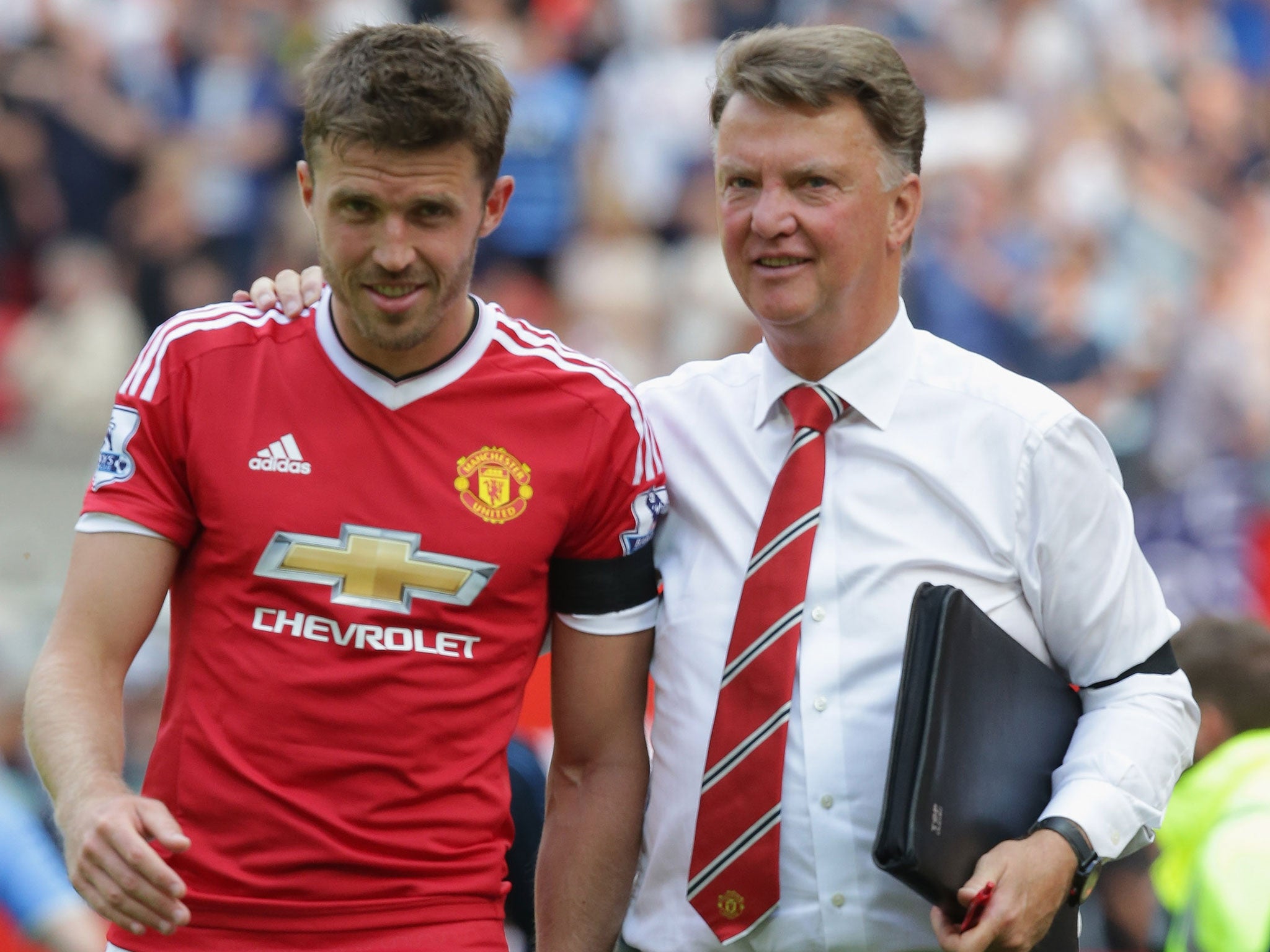 Louis van Gaal with Michael Carrick