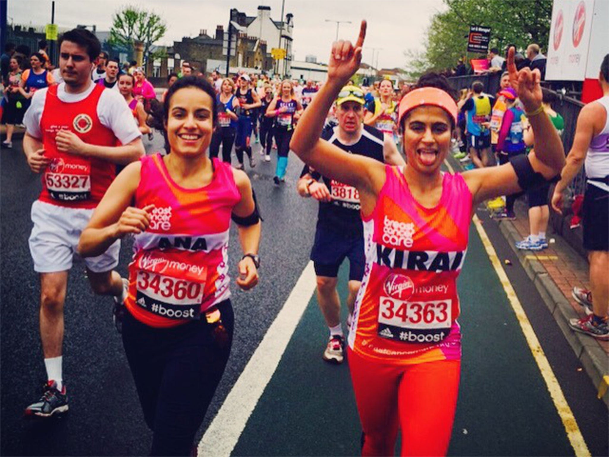 Kiran Gandhi, right, said she wanted to fight the stigma surrounding periods