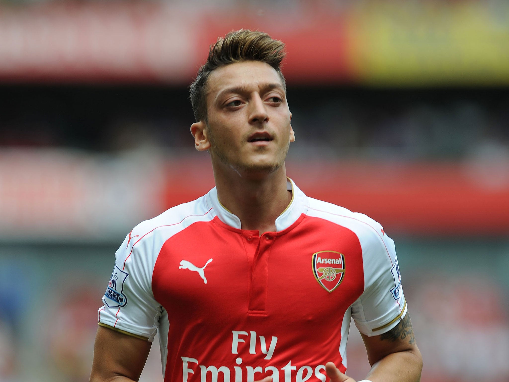 Mesut Ozil in action during Arsenal's defeat by West Ham