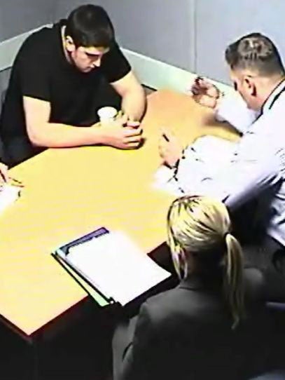 Alexander Pacteau being questioned by detectives