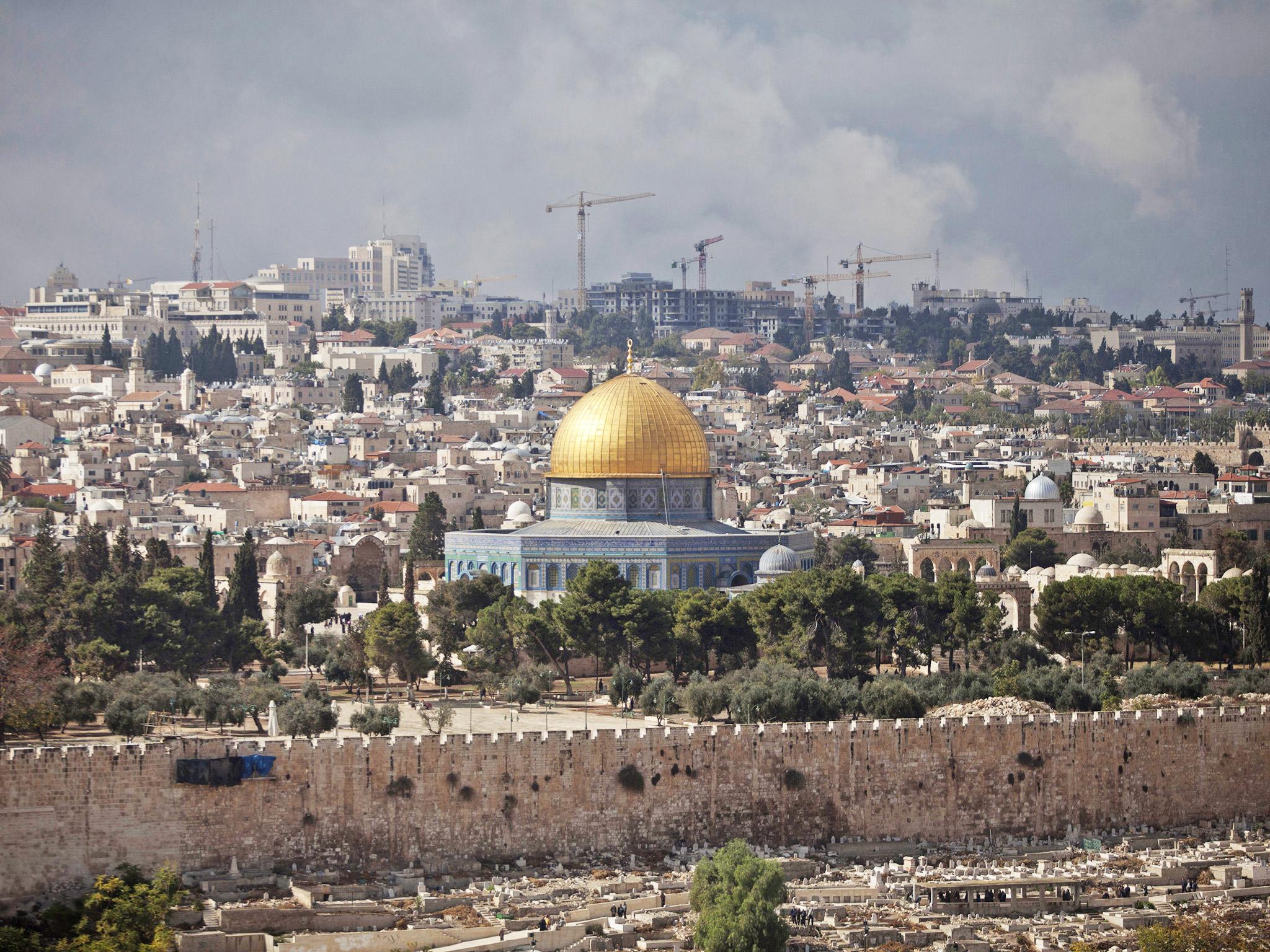 The Dome of the Rock can be seen inside the Temple Mount compound in Jerusalem