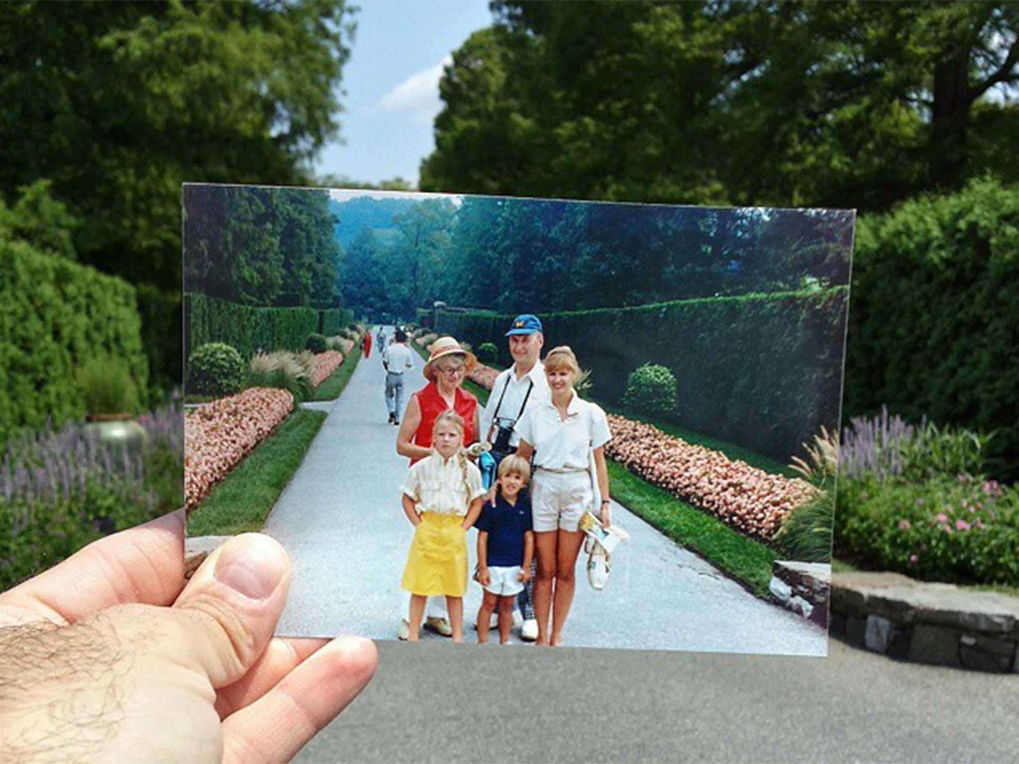 Longwood Gardens in Kennett Square, Pennsylvania | 1987 &amp; 2014 (one of the few recreated images with his grandfather in - standing centre)