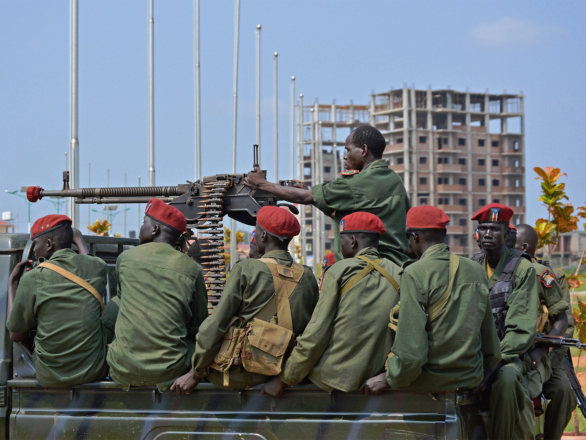 South Sudanese soldiers near Juba Airport last year