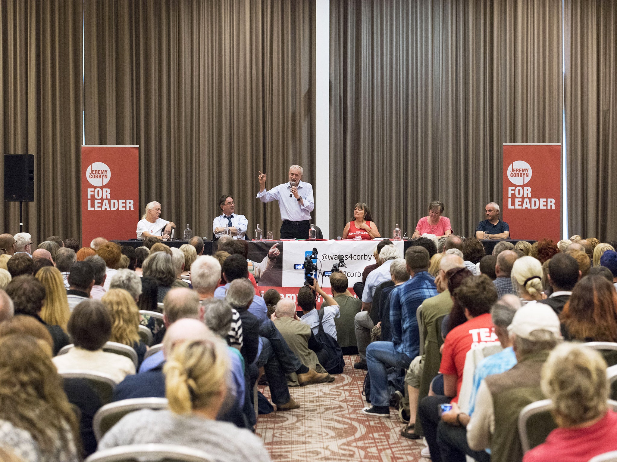 Jeremy Corbyn addresses supporters at a rally in Cardiff on Tuesday (Getty)