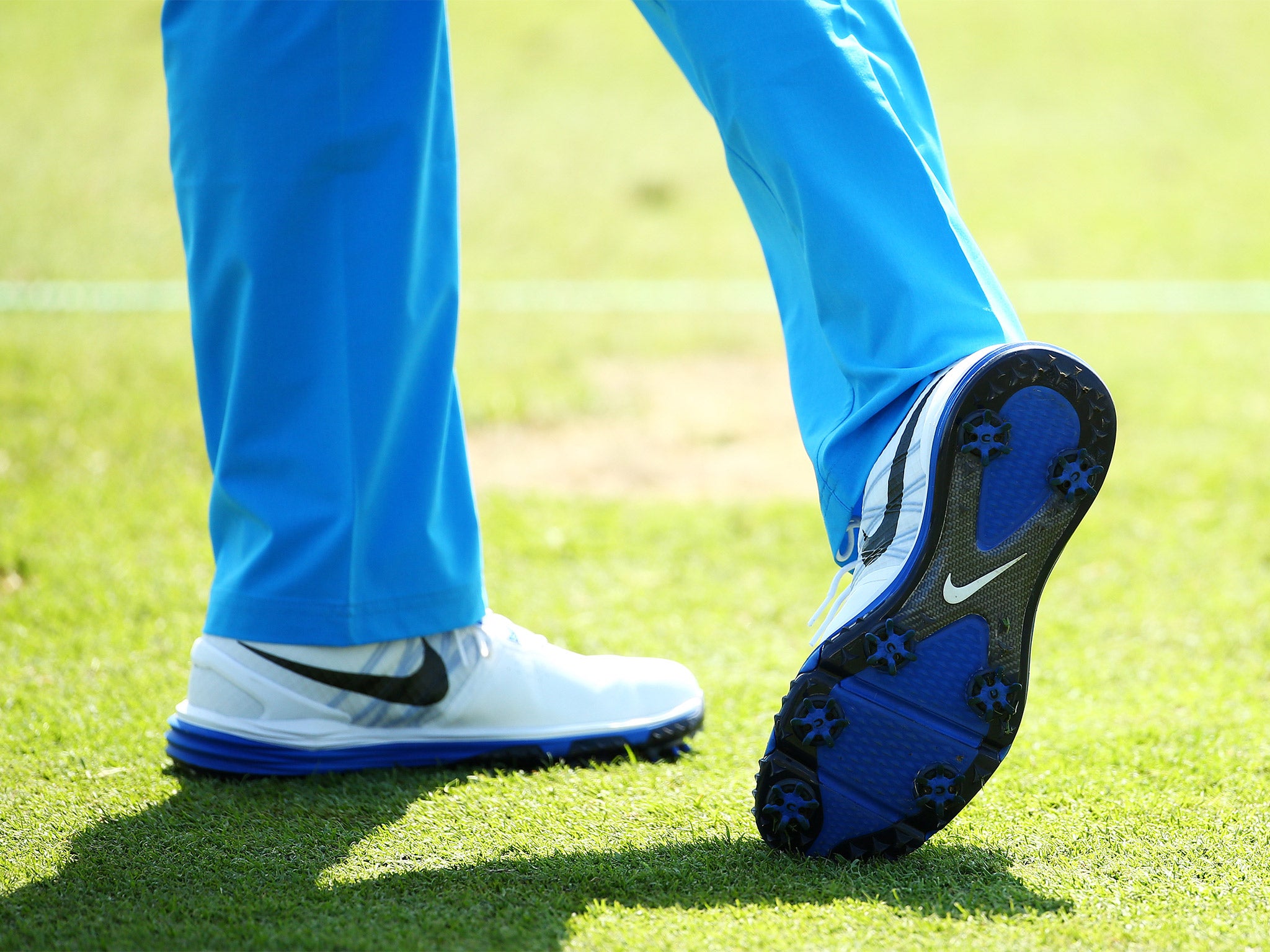 Mcilroy didn't appear to be affected by the ankle injury during his practice round (Getty)