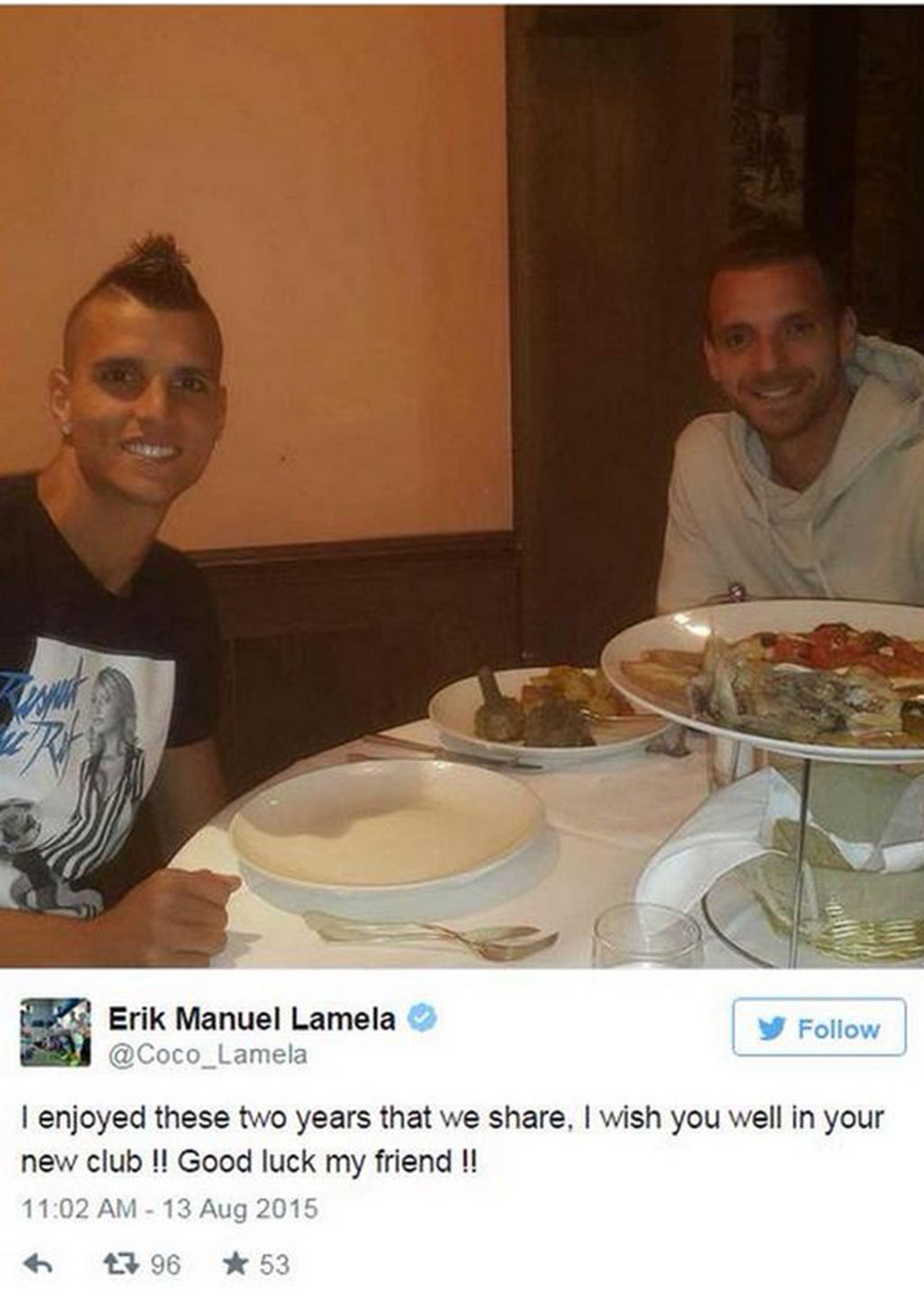 Rik Lamela posted this image on Twitter but it was immediately deleted