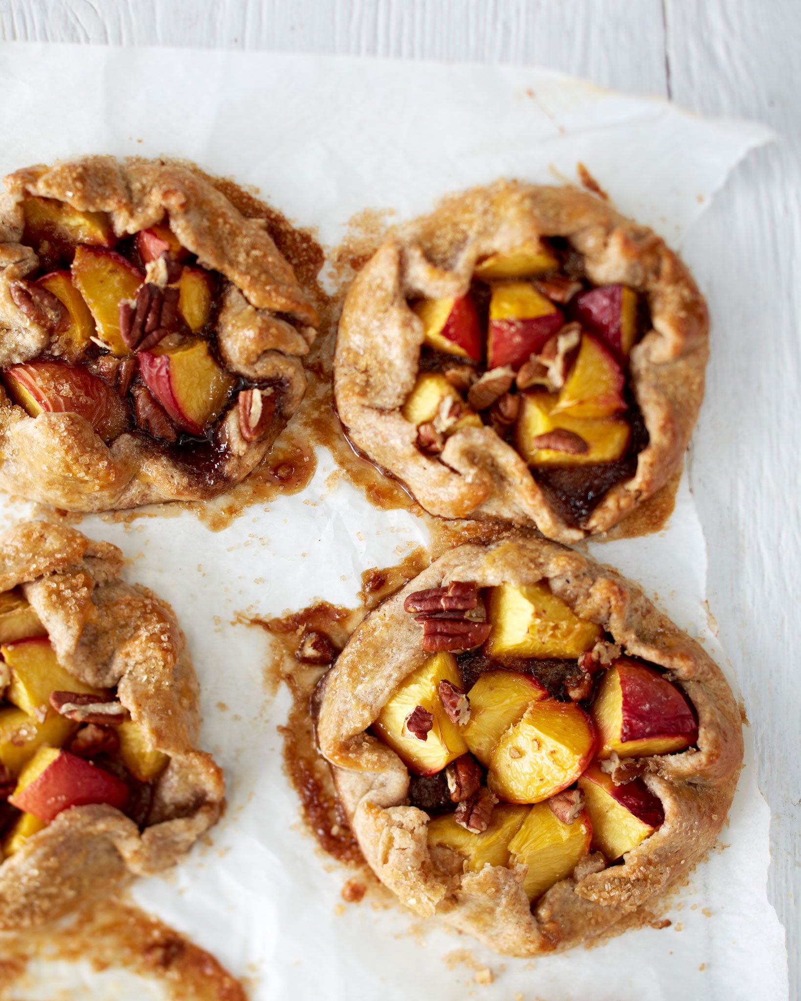 Nectarine and pecan open tarts