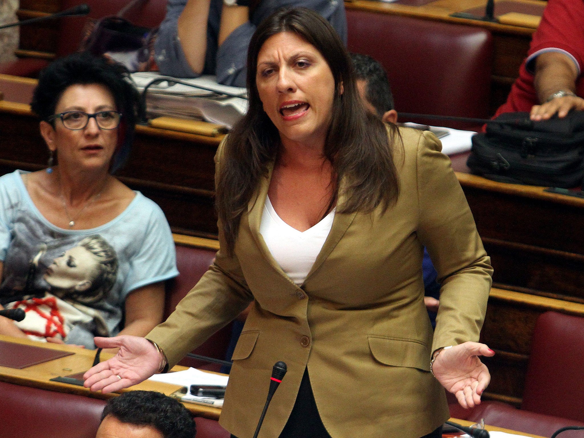 The president of the Parliament, Zoi Konstantopoulou addresses the parliament committees, in Athens, Greece