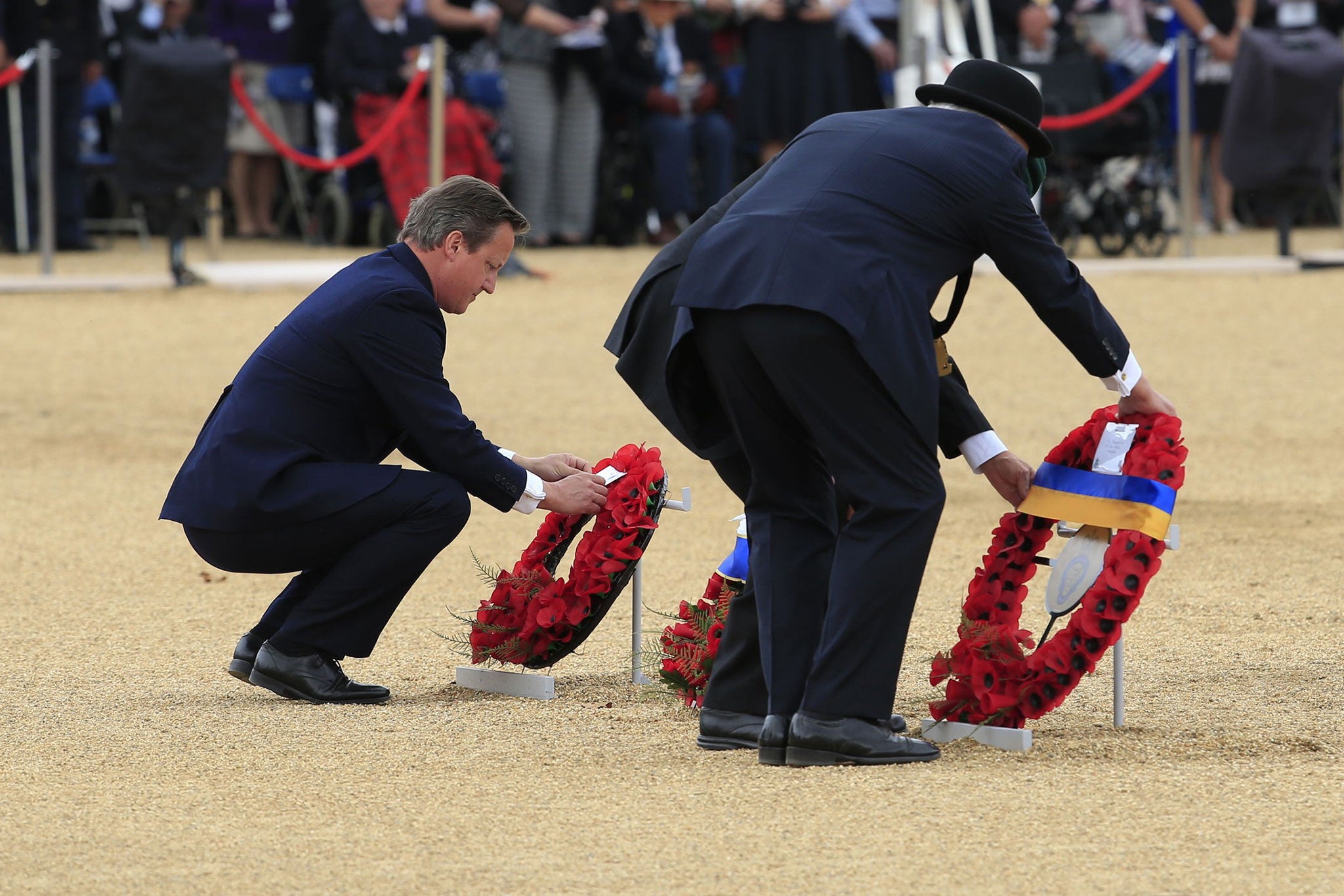 David Cameron lays a wreath at Horse Guards Parade