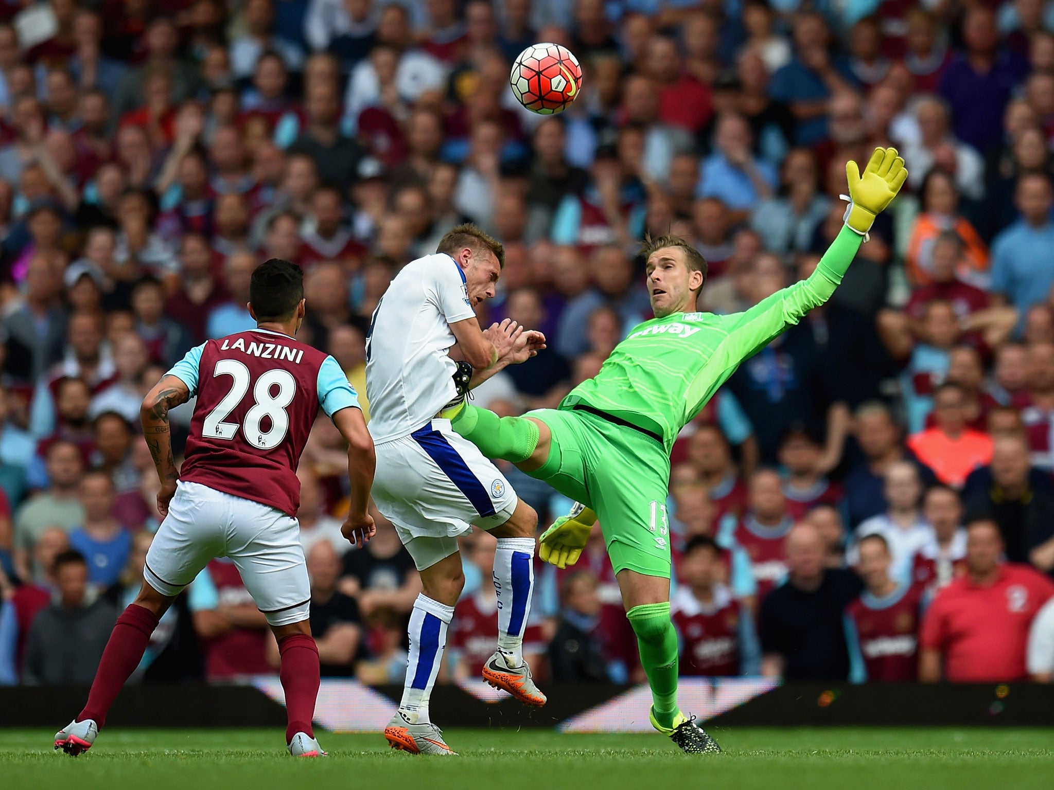 Adrian was sent off late on while trying to keep the ball in play