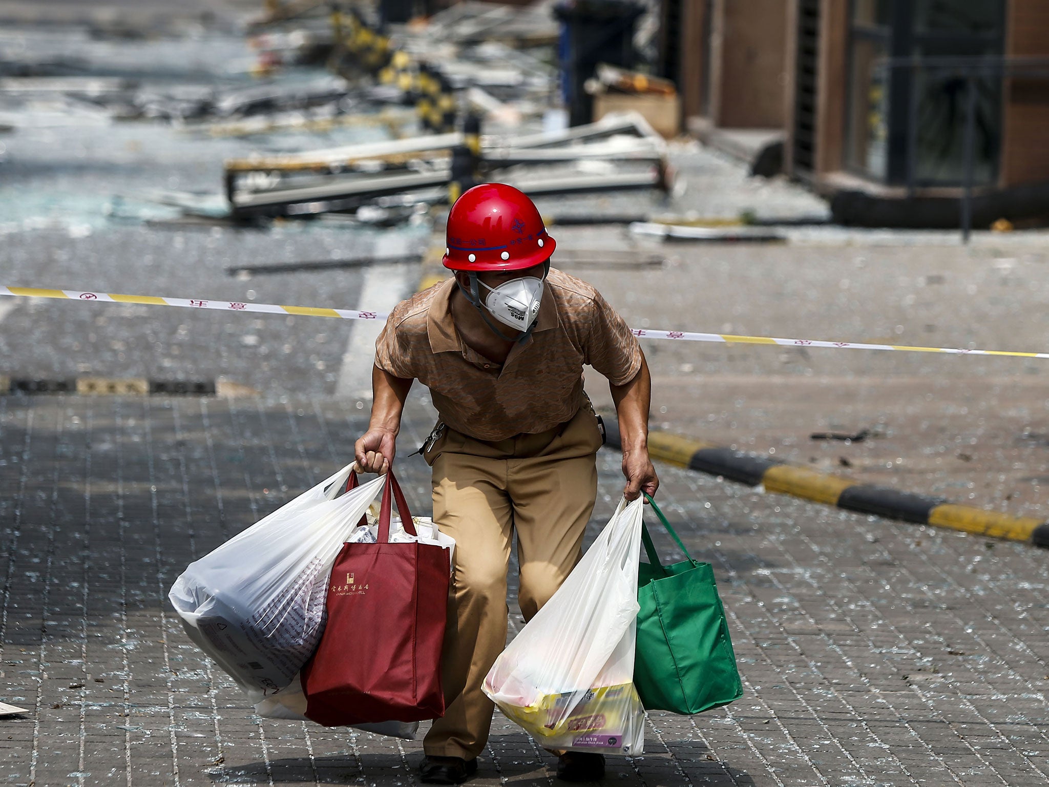 An evacuee flees