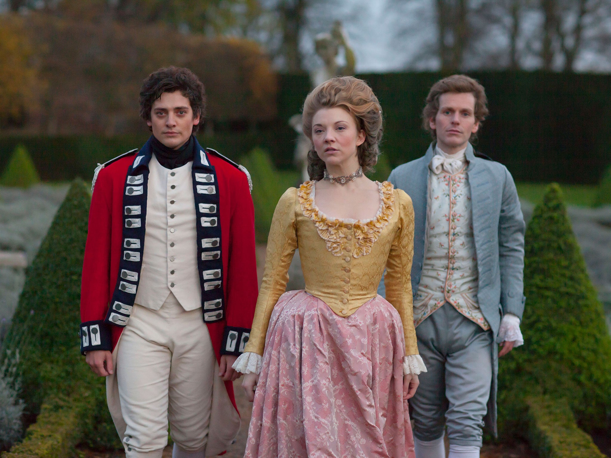 Home on the raunch: George Bisset (Aneurin Barnard), Lady Seymour Worsley (Natalie Dormer) and Richard Worsley (Shaun Evans)