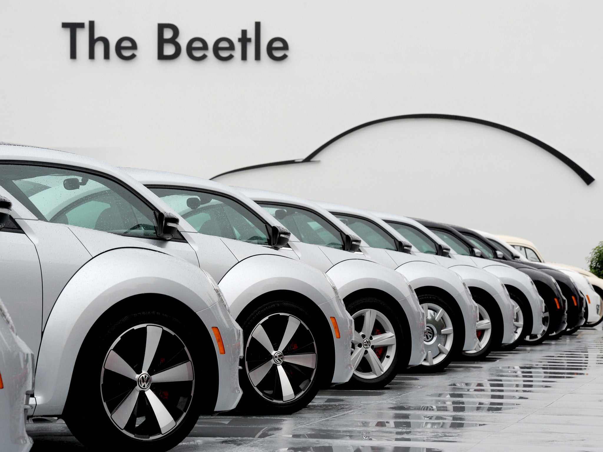 Beetle cars by German car maker Volkswagen (VW)