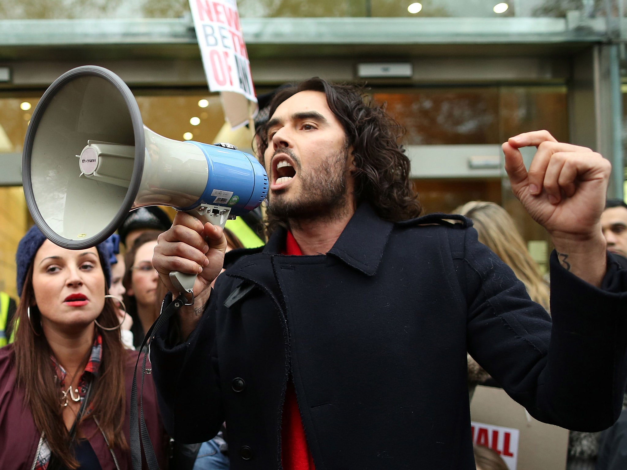 Comedian Russell Brand joined residents and supporters from the New Era housing estate at a demonstration last December (Getty)