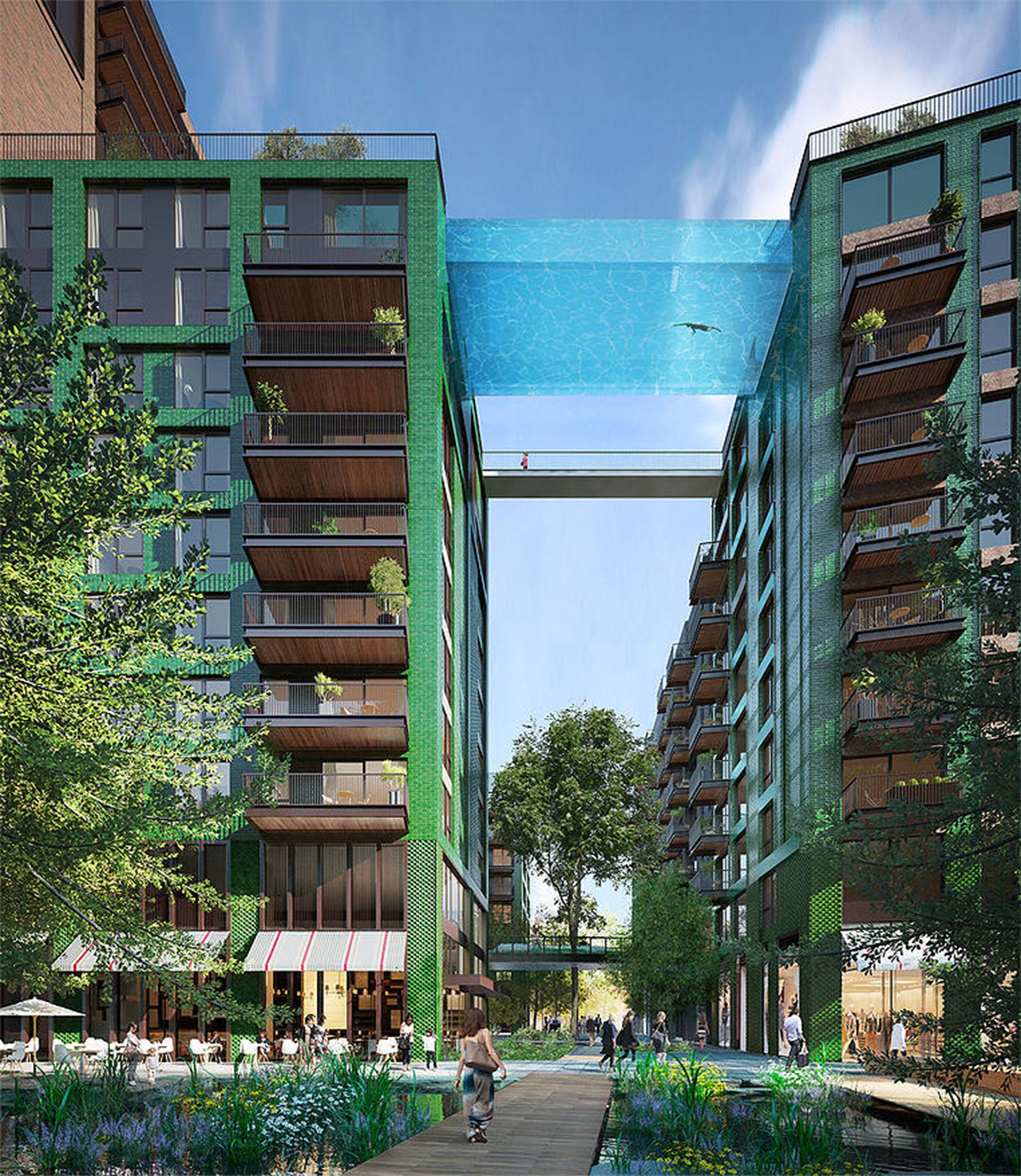 The pool at Embassy Gardens in Nine Elms will feature eight-inch-think glass and measure 90 by 19 feet