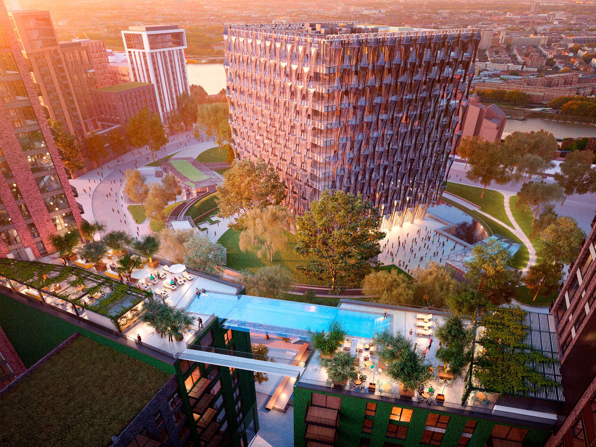 Ballymore said the pool would be the first in the world to link two residential buildings