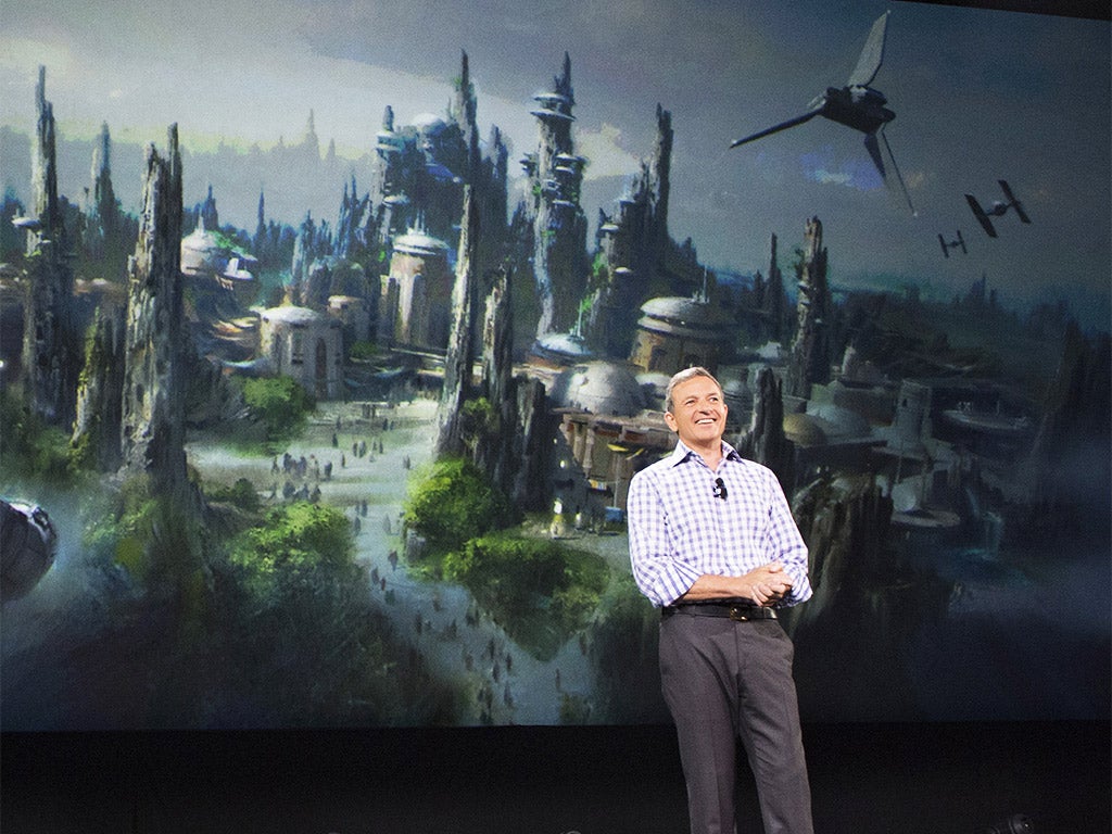 Disney CEO Bob Iger announcing last week that Star Wars-themed lands will be coming to Disneyland park and Disney's Hollywood Studios in Orlando (Getty)