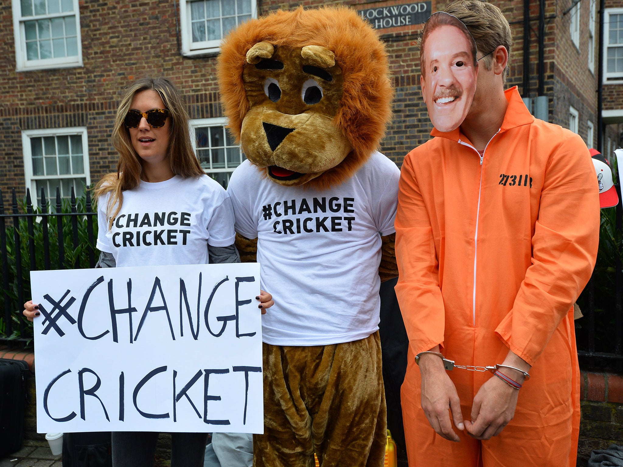 Protesters outside The Oval on day one of the Fifth Ashes Test