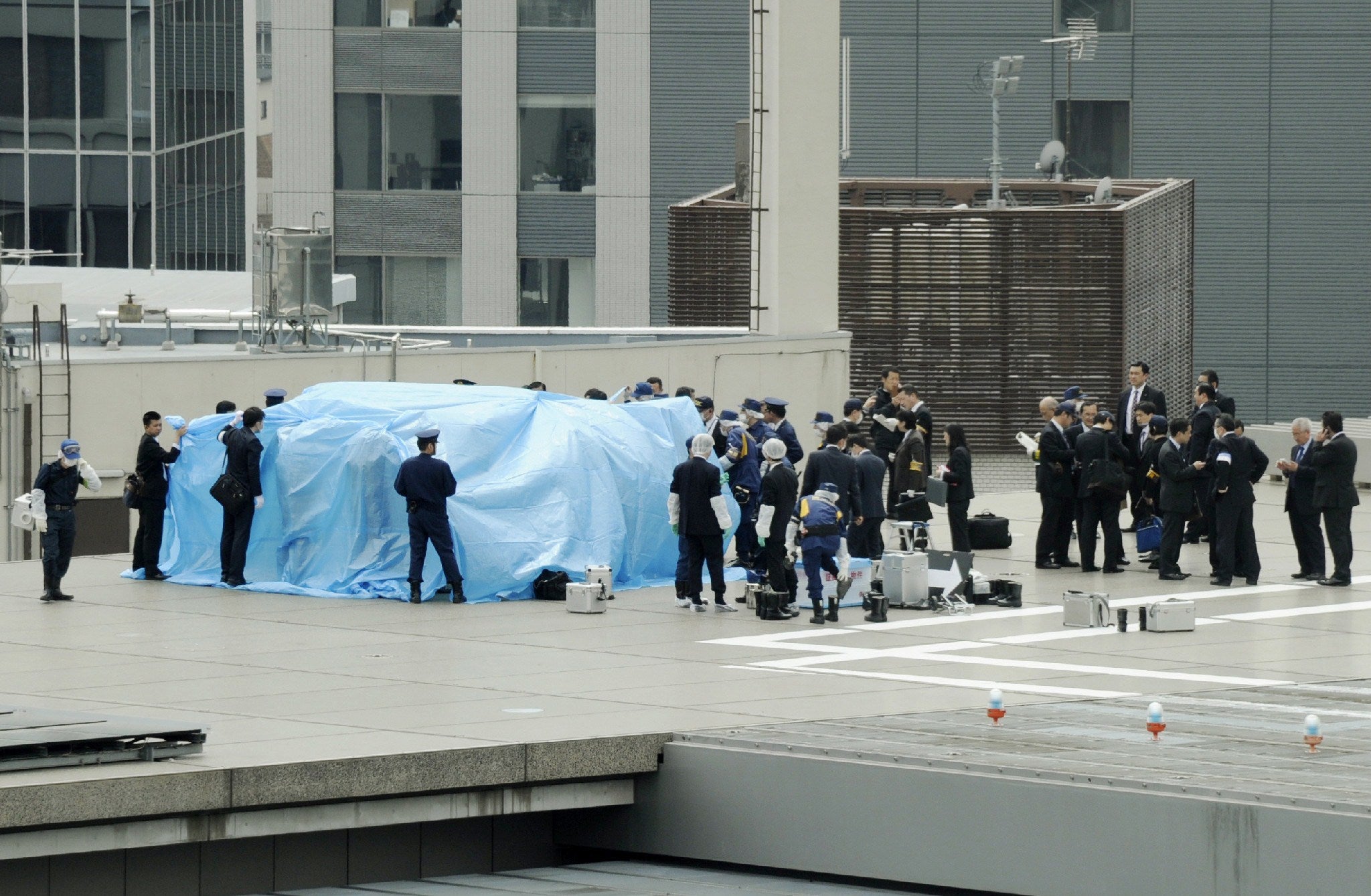 A security scare was prompted in Tokyo after a small drone was found landed on the roof of the Japanese Prime Minister's official residence