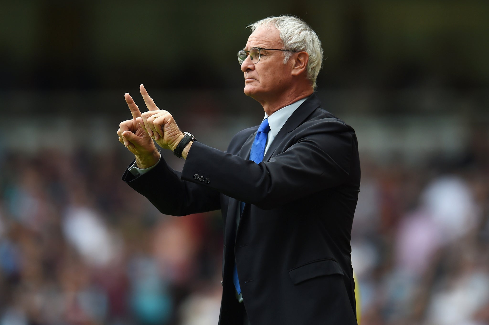 Claudio Ranieri during the 2-1 win over West Ham