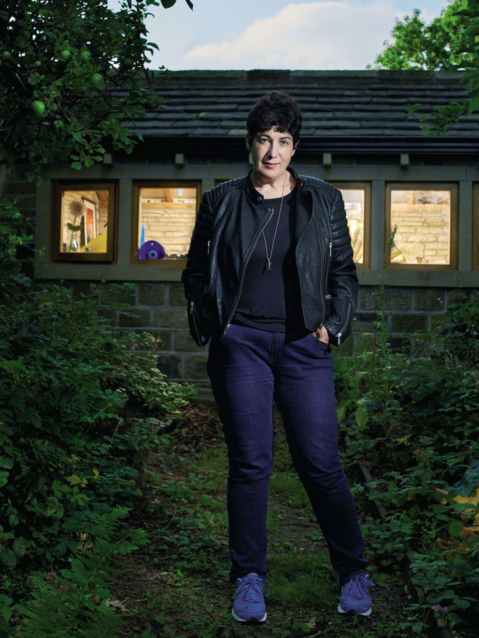 Harris in front of the key to her creativity that is 'The Shed'