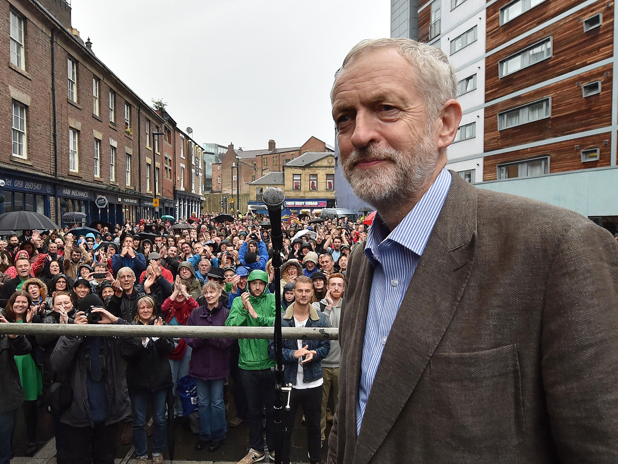 Labour leadership candidate Jeremy Corbyn speaks in Newcastle