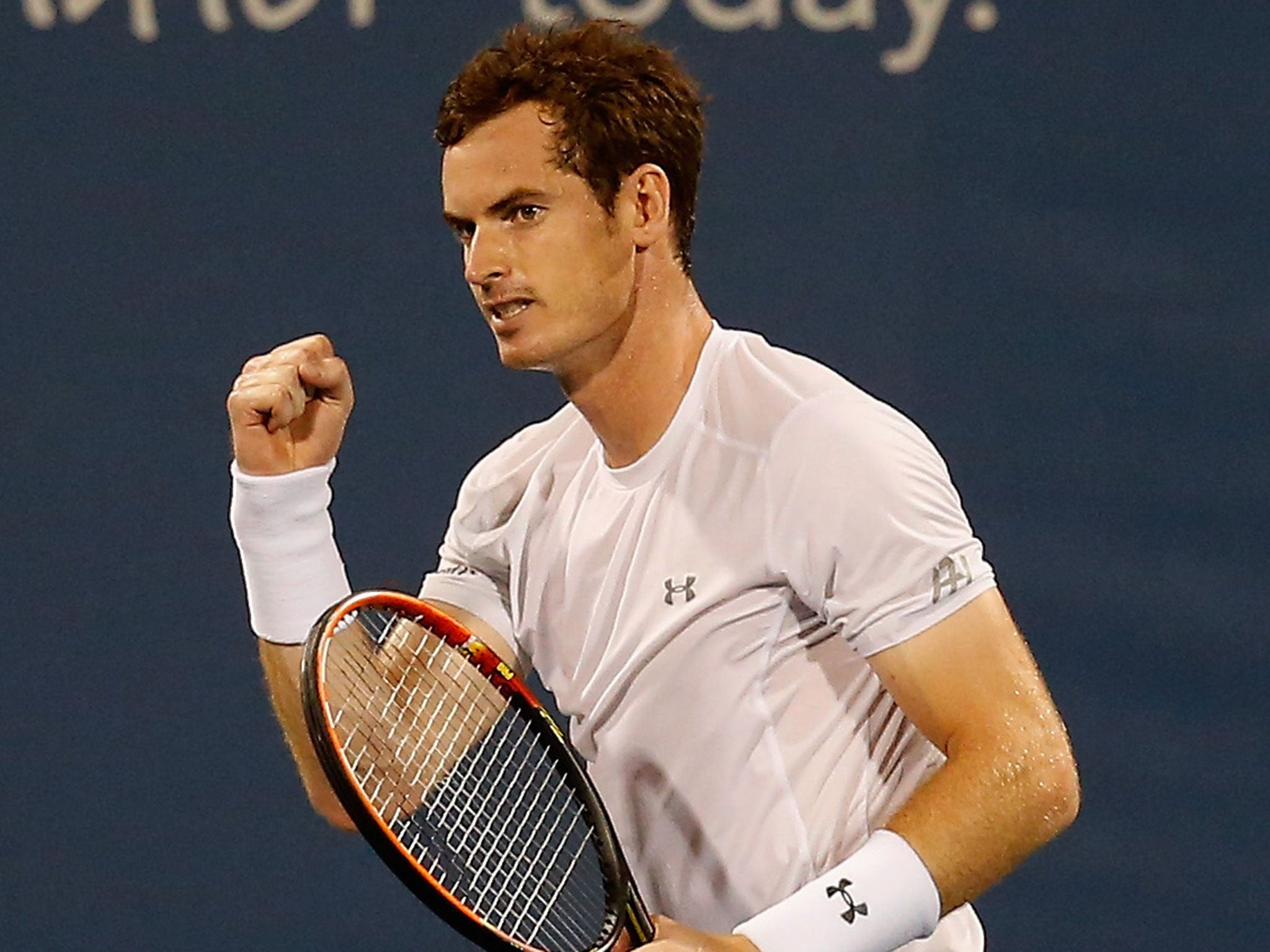 Andy Murray celebrates his win over Grigor Dimitrov