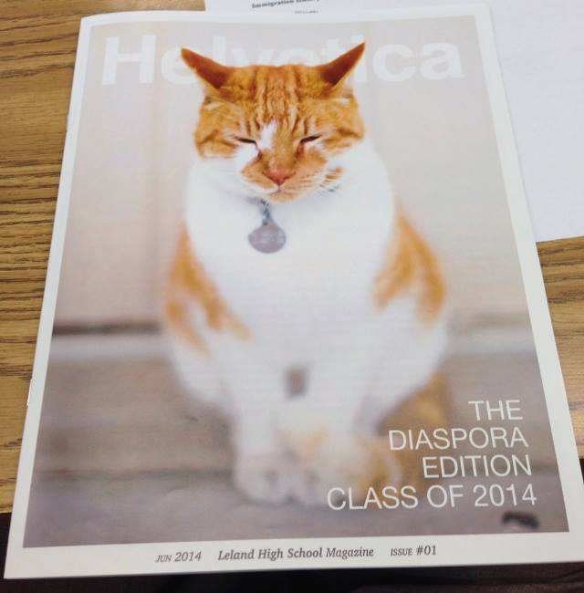 The feline even featured on the cover of the school's senior magazine last year (via Bubba the Cat/Facebook)