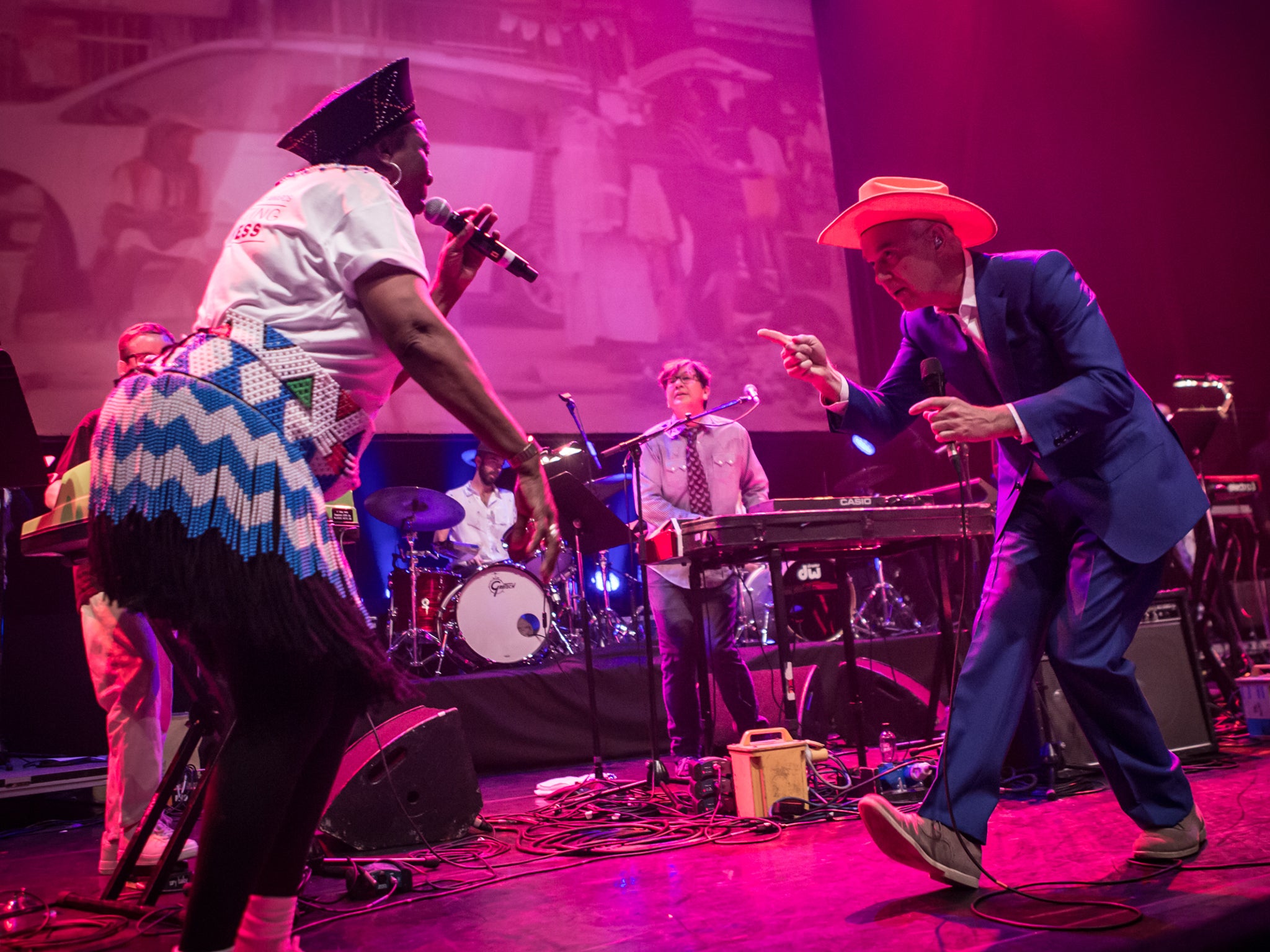 When Byrne himself took to the stage in a red cowboy hat there were huge cheers