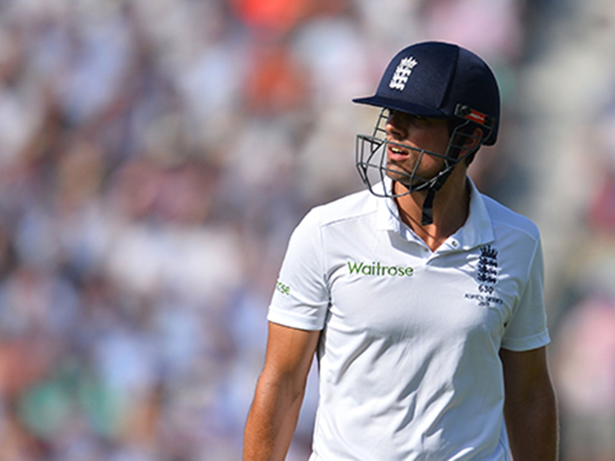 Alastair Cook walks after losing his wicket on the second day