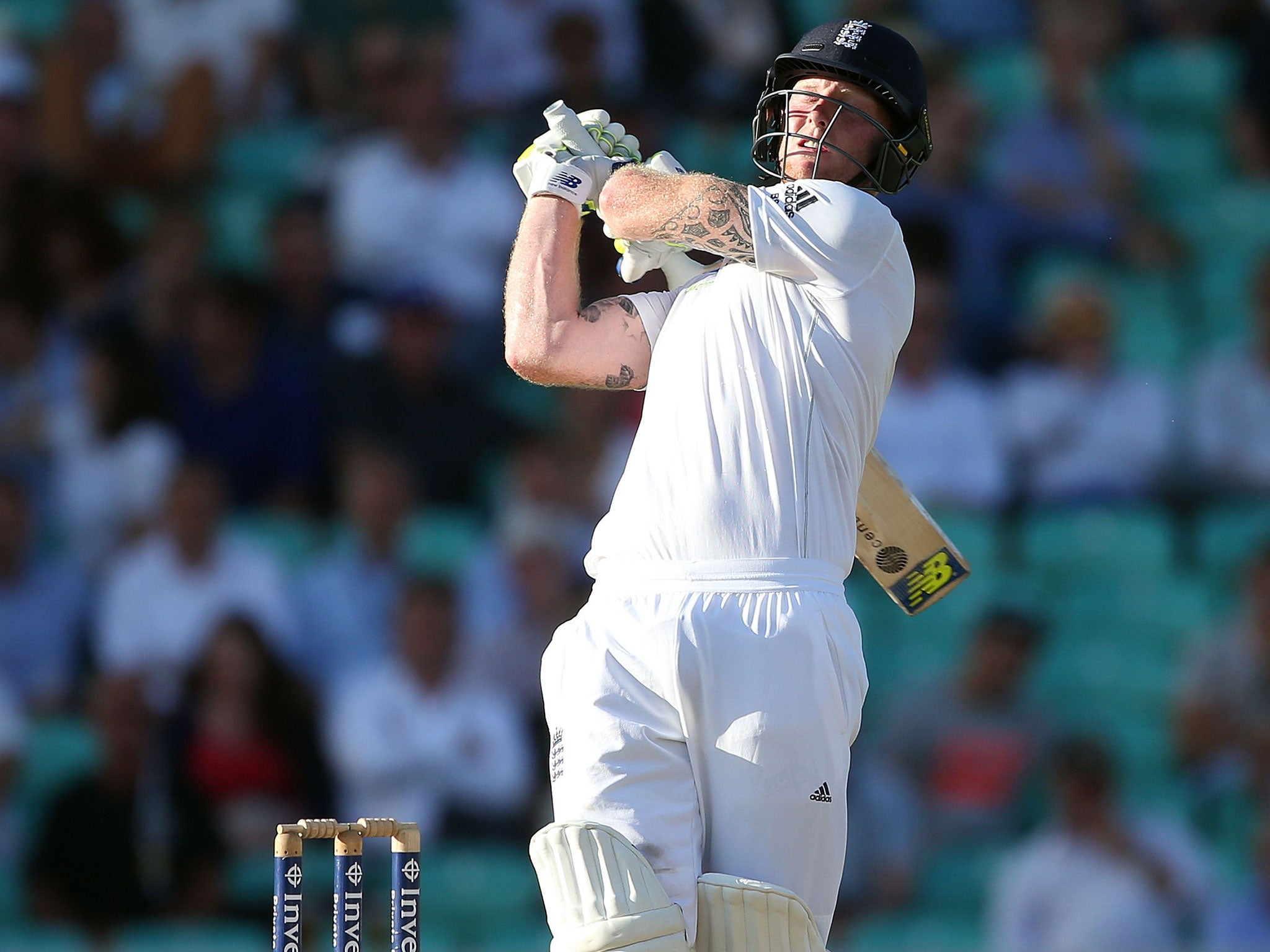 Stokes rashly skies a shot up in the air to Peter Nevill to lose his wicket for just 15 runs