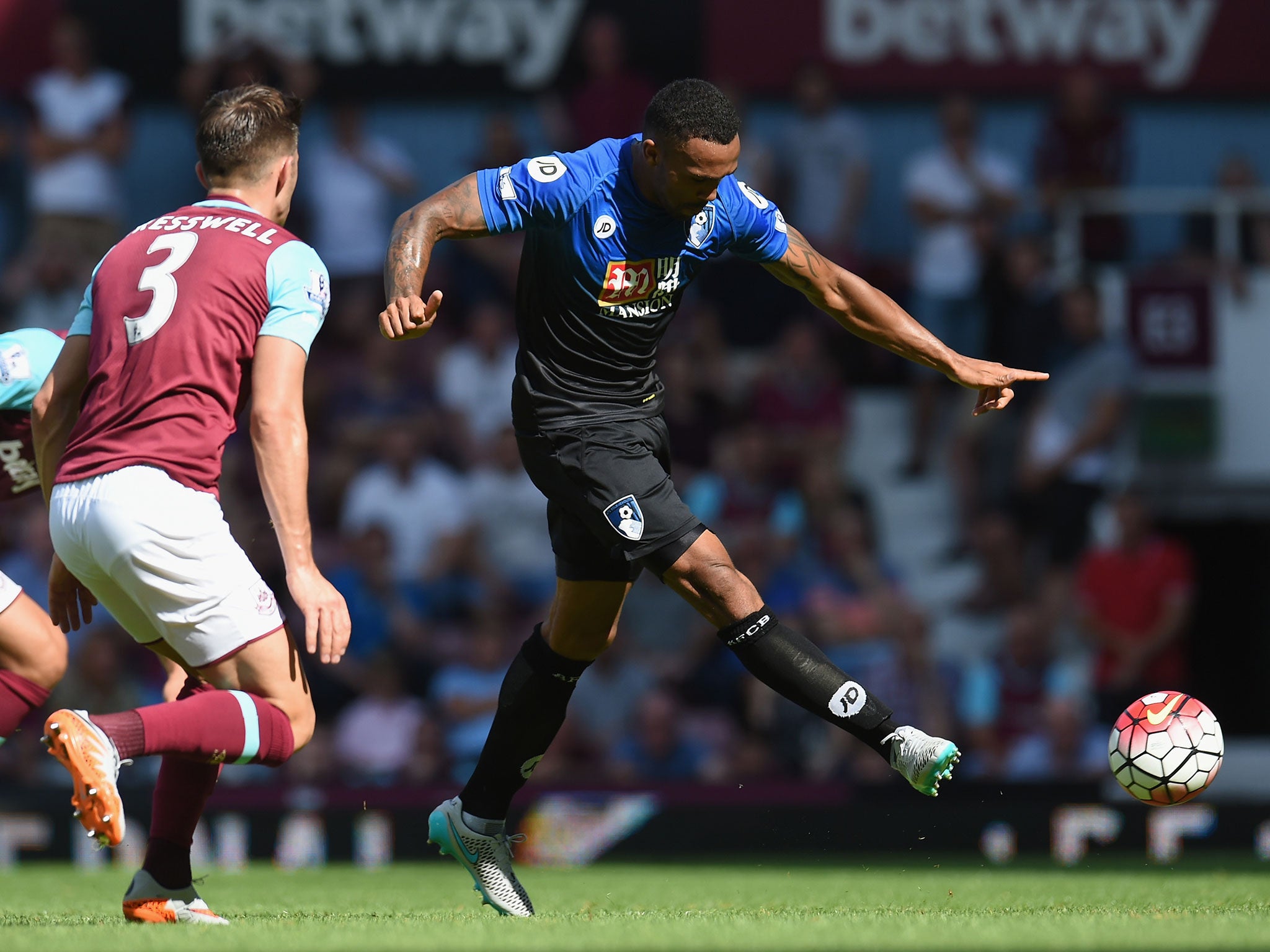 Callum Wilson scores his second goal against West Ham