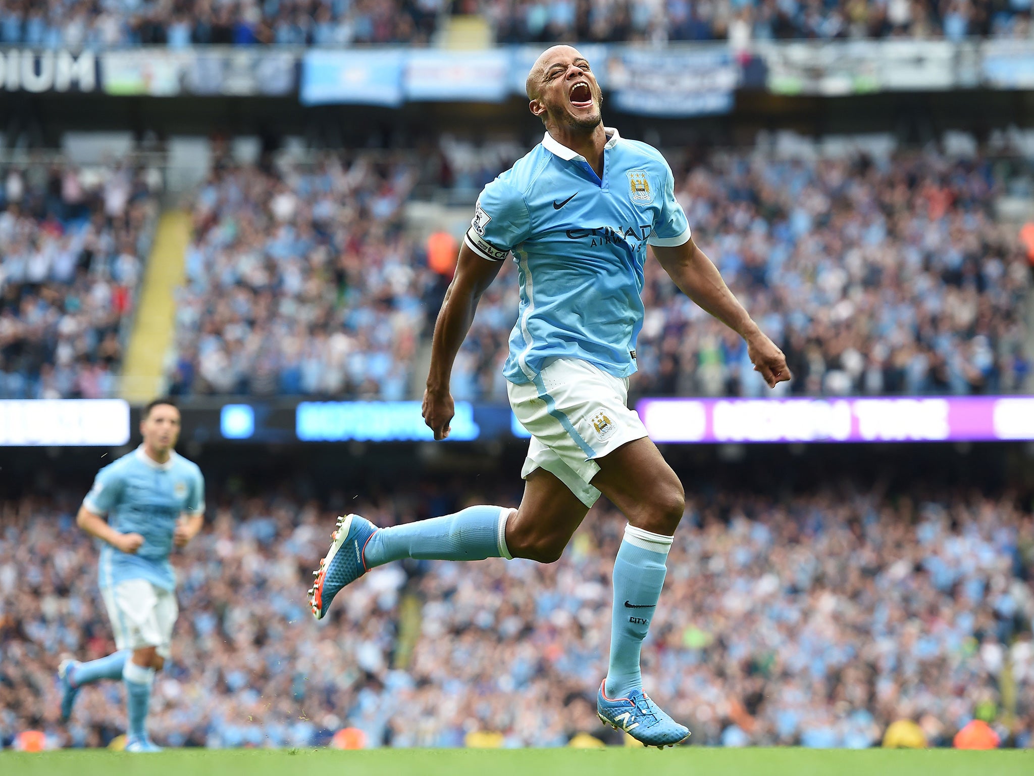 Kompany celebrates after scoring last week