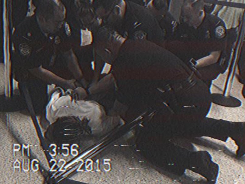 A picture Wiz Khalifa posted of himself being wrestled to the ground at LAX