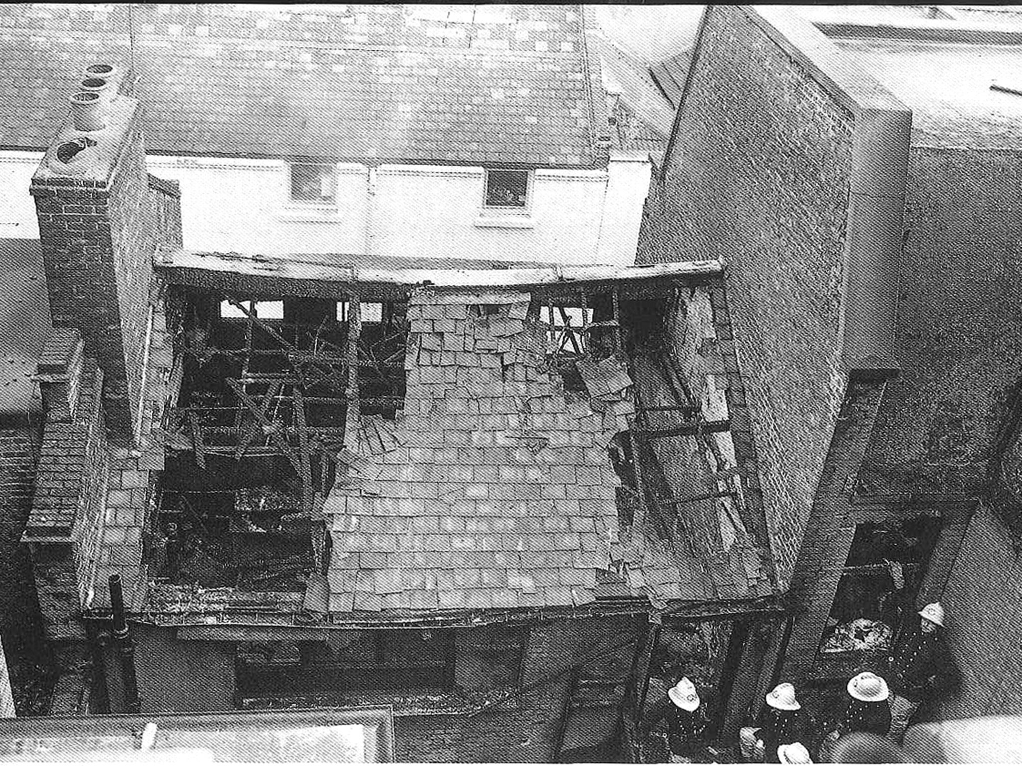 Mass murder site: No 18 Denmark Place after the fire