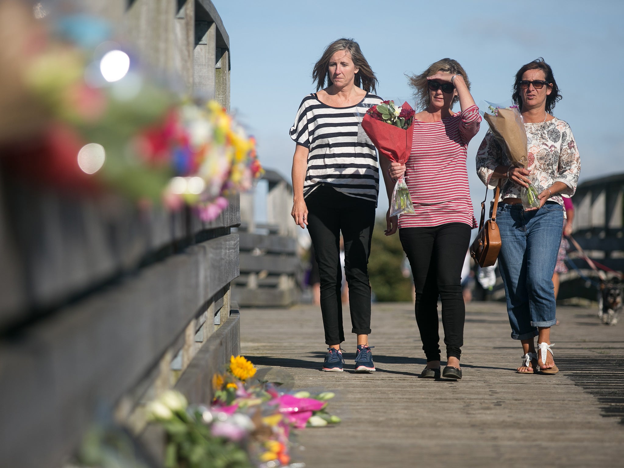 Flowers laid on the Shoreham Tollbridge