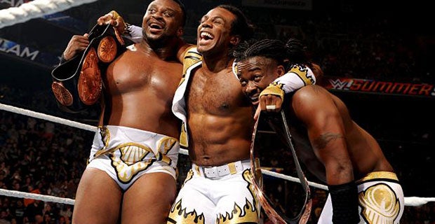 The New Day celebrate regaining the Tag Team titles