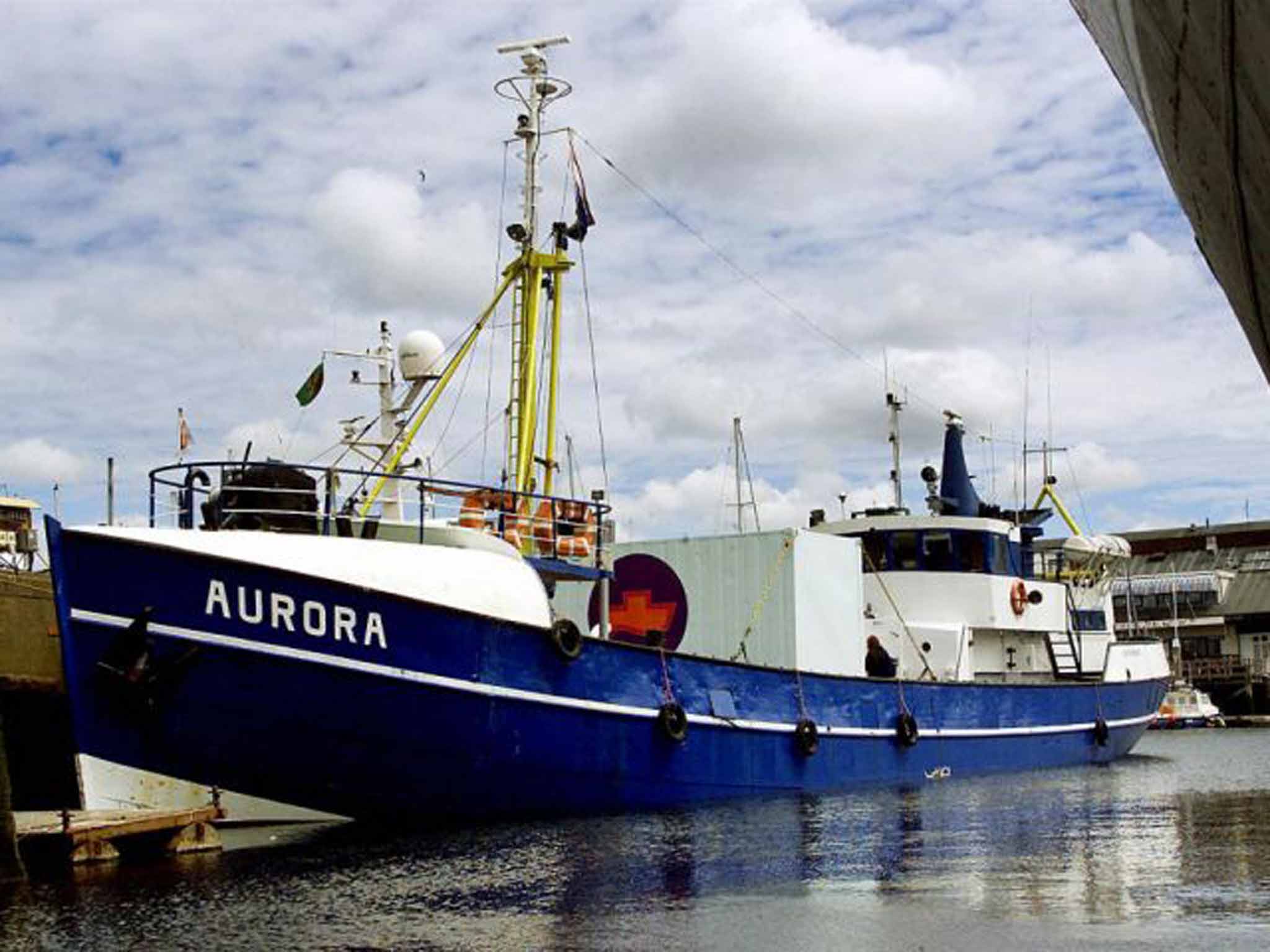 The Dutch 'abortion boat' Aurora at anchor in Holland