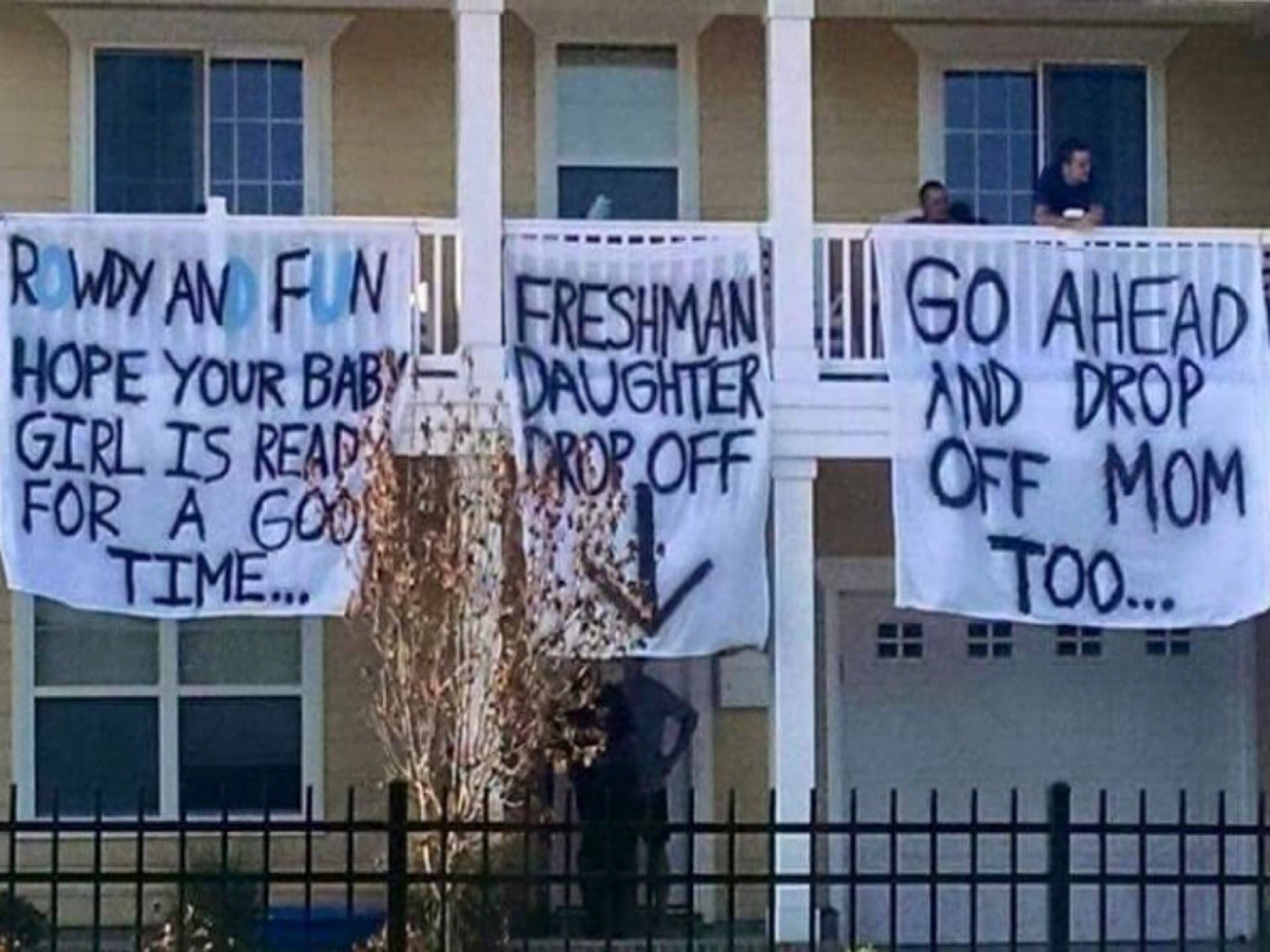 The banners hung at the fraternity at Old Dominion University