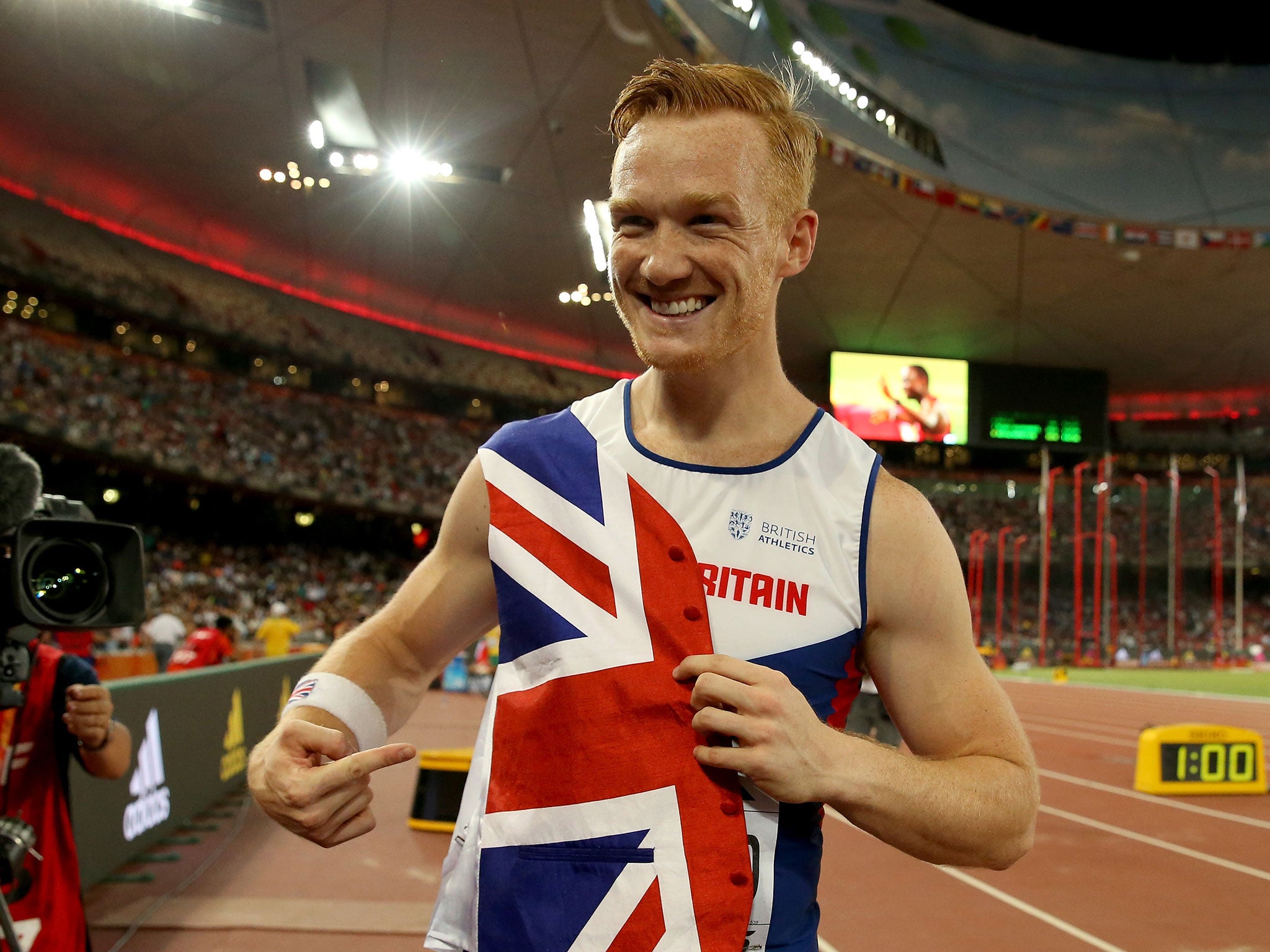 Greg Rutherford celebrates